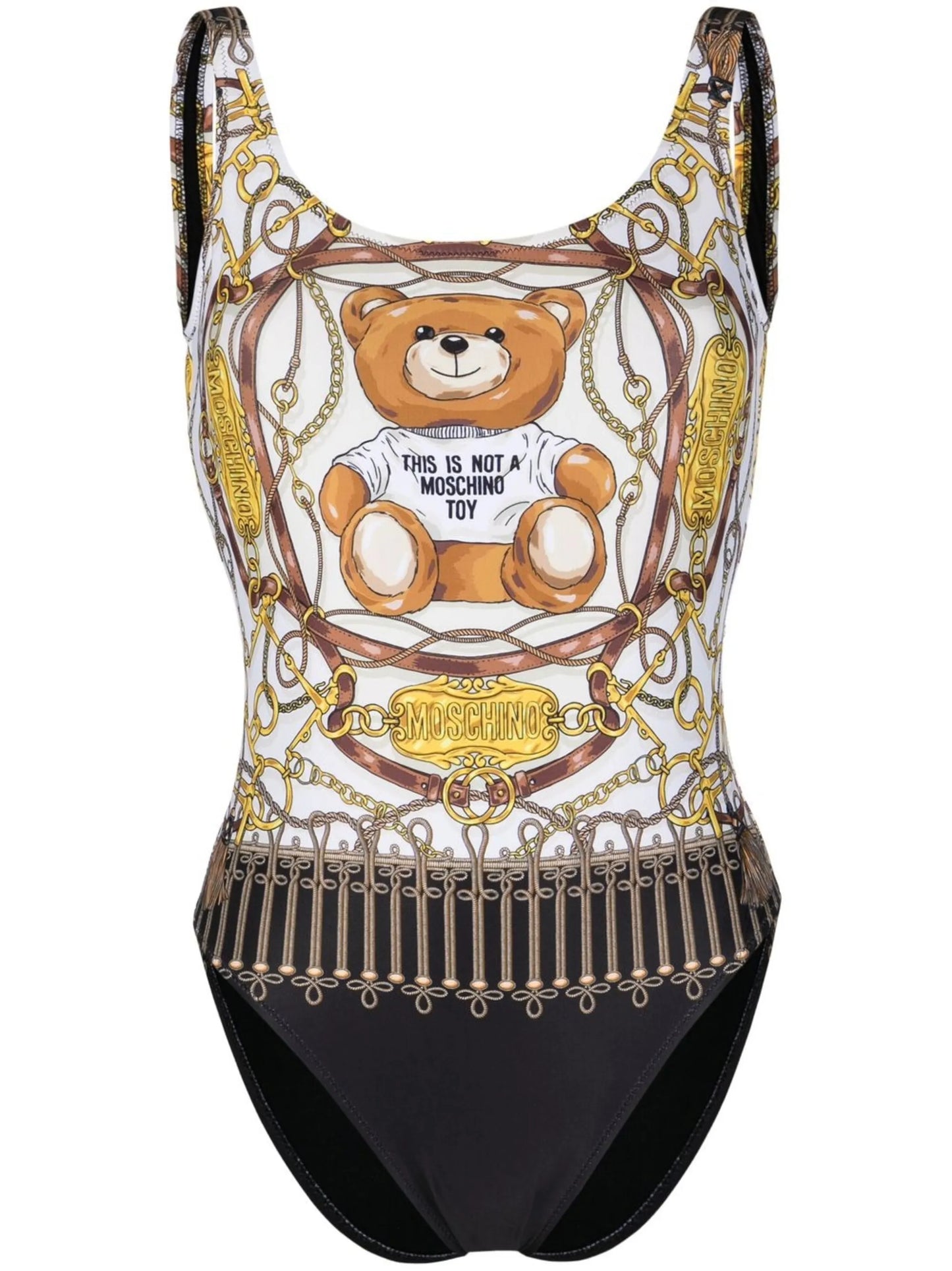 logo teddy print swimsuit