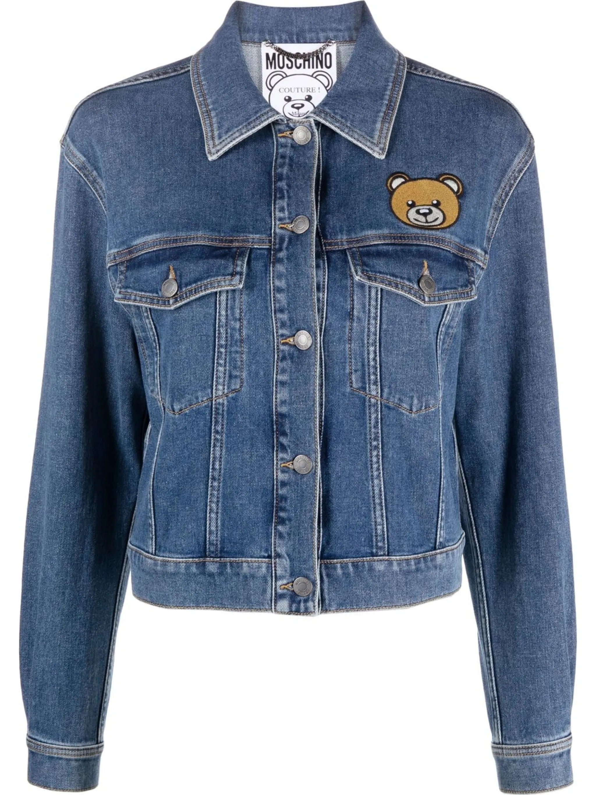 Teddy Bear appliqué denim jacket