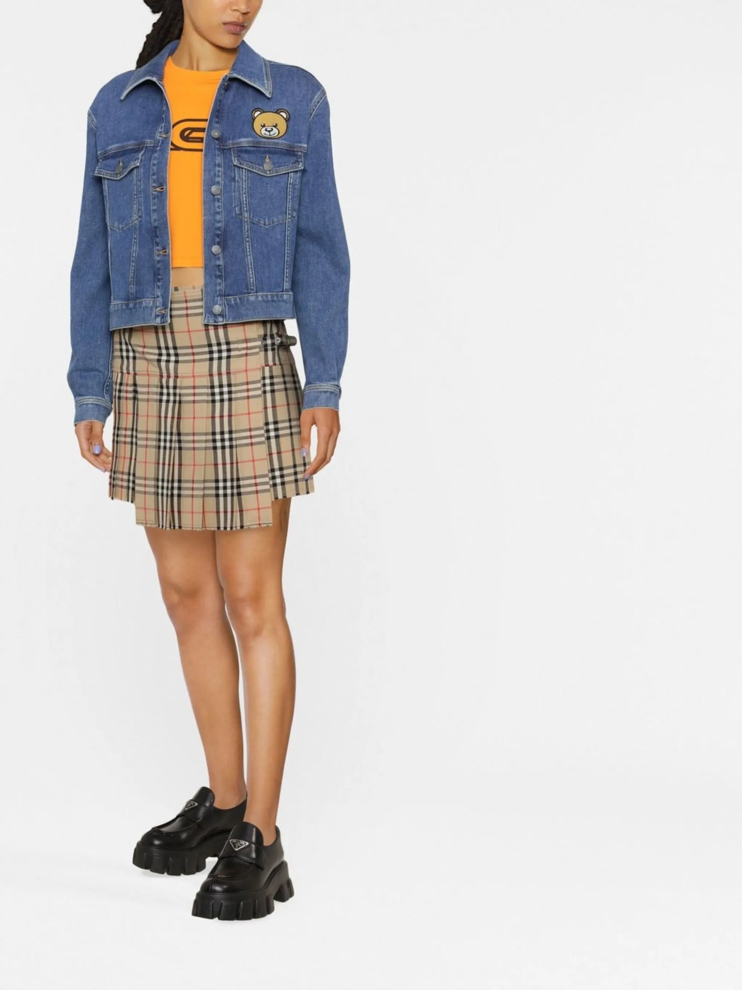 Teddy Bear appliqué denim jacket