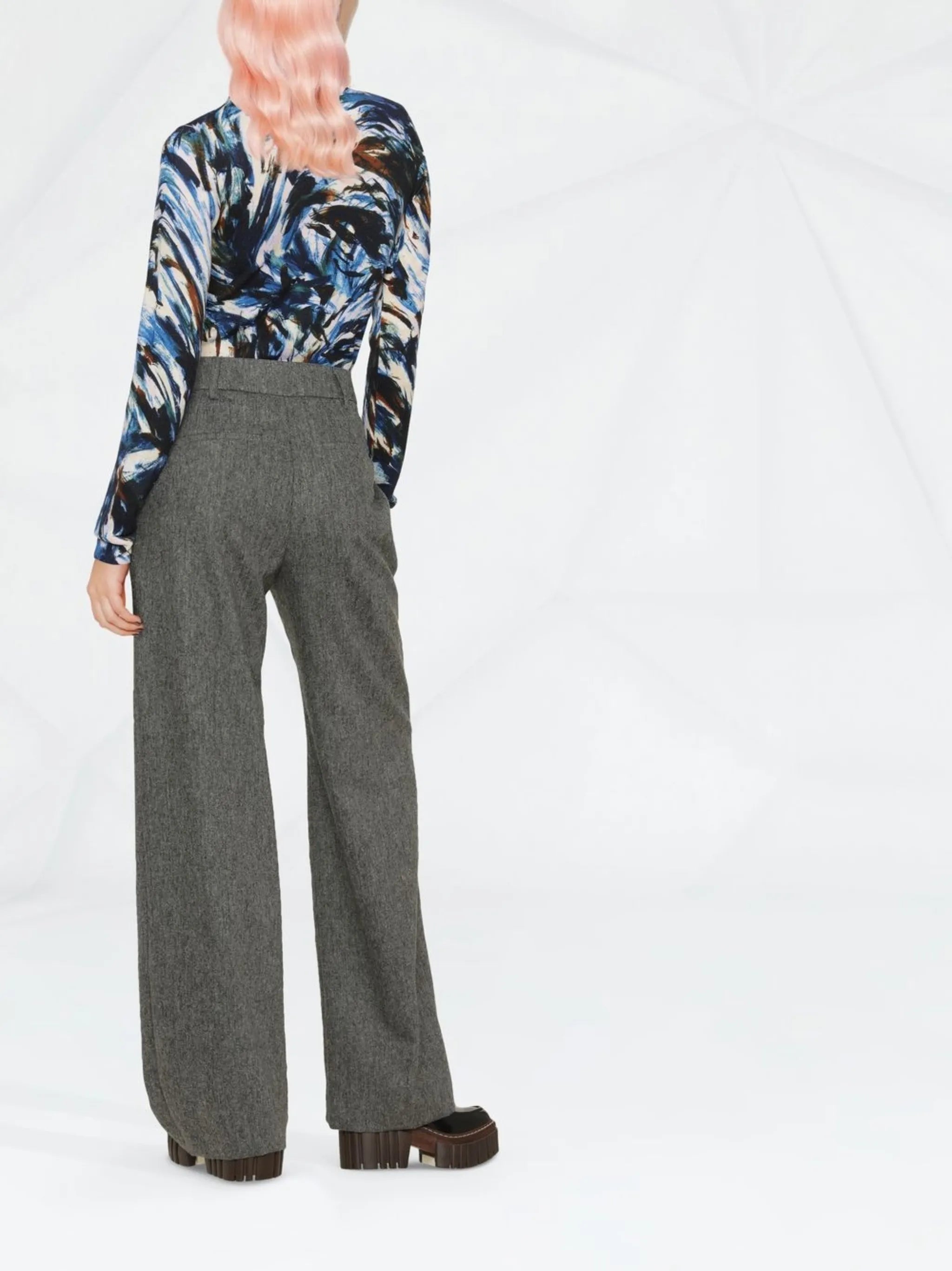 high-waisted tailored trousers