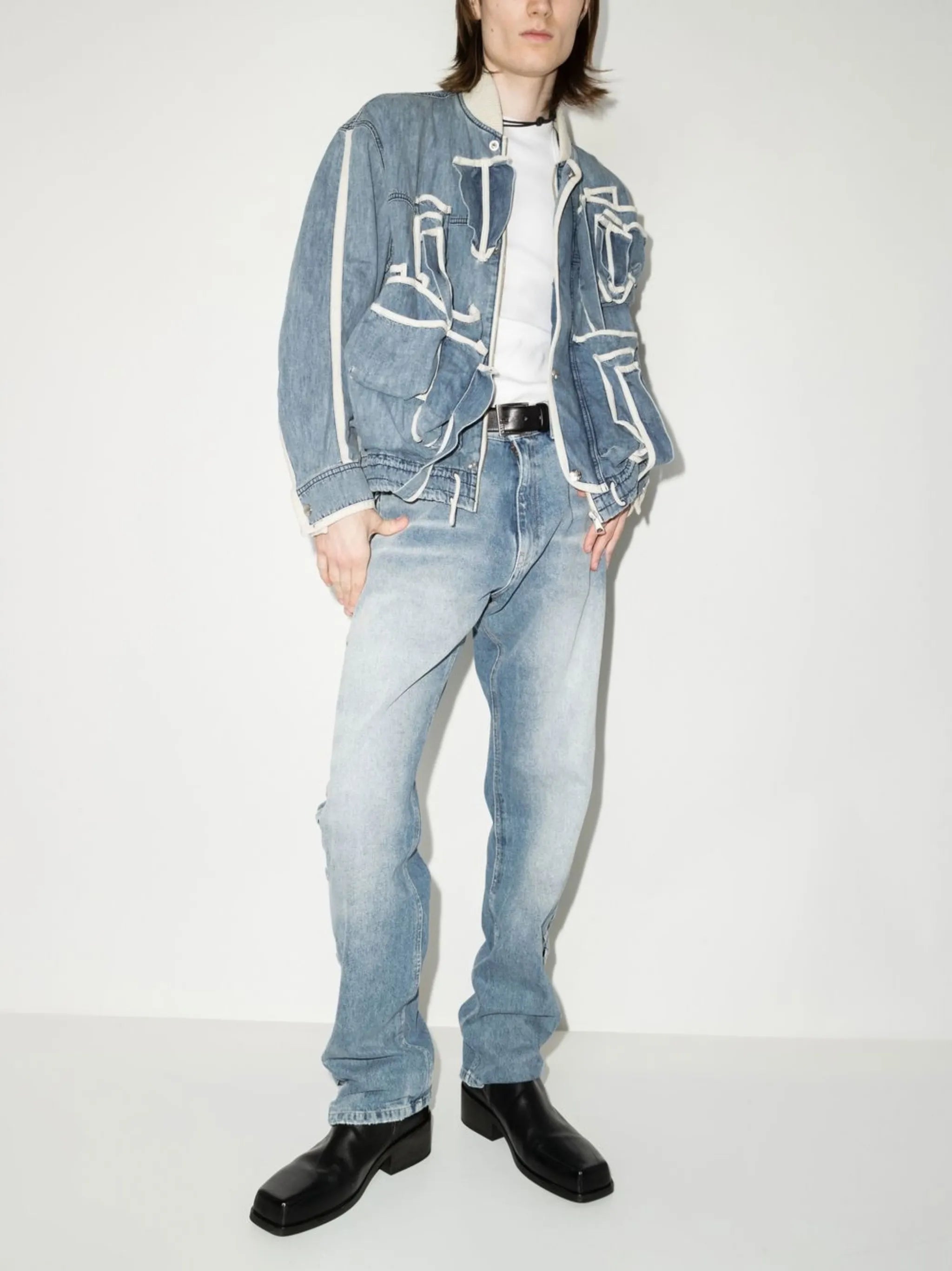 contrast-trim denim jacket