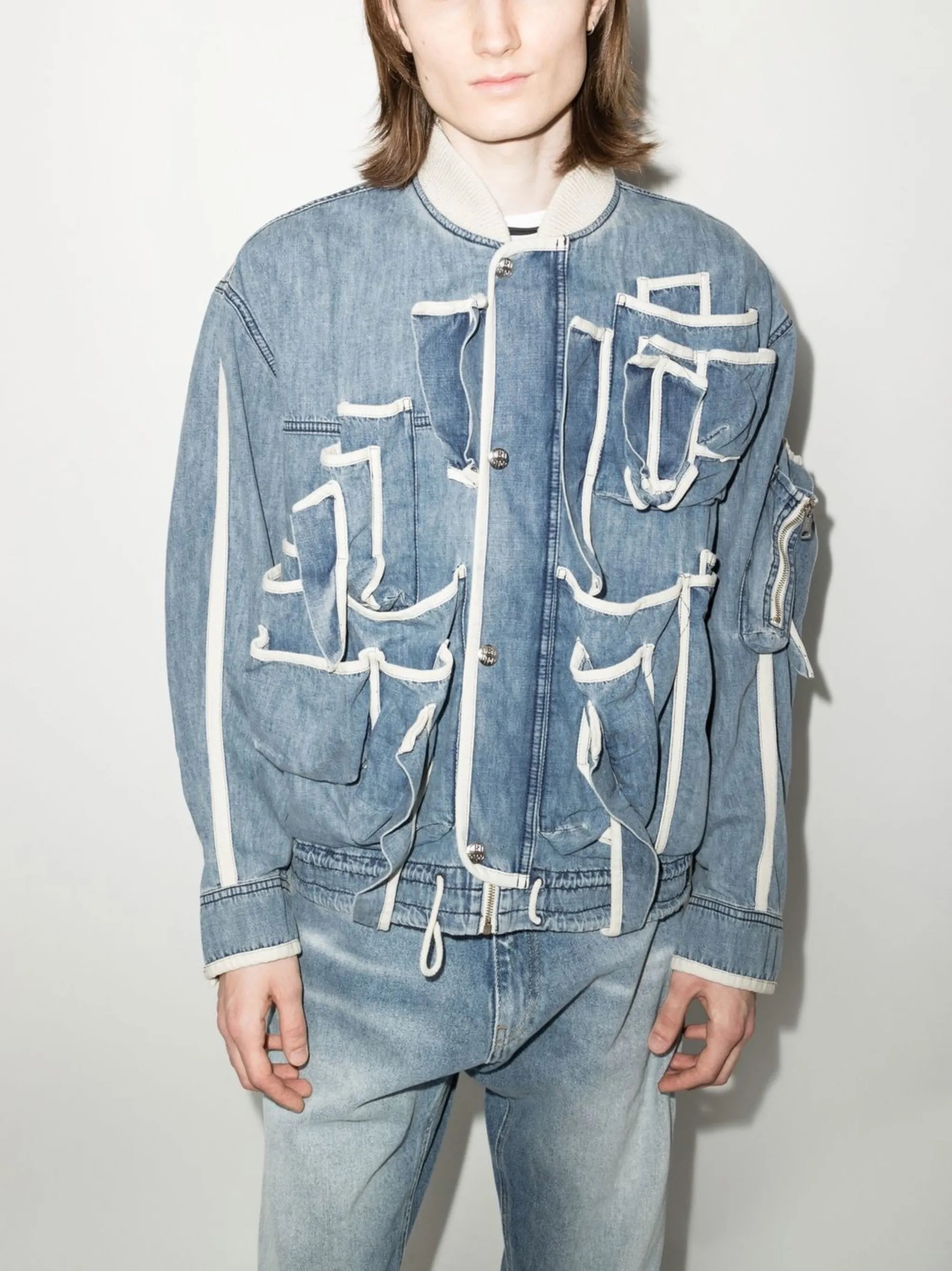 contrast-trim denim jacket