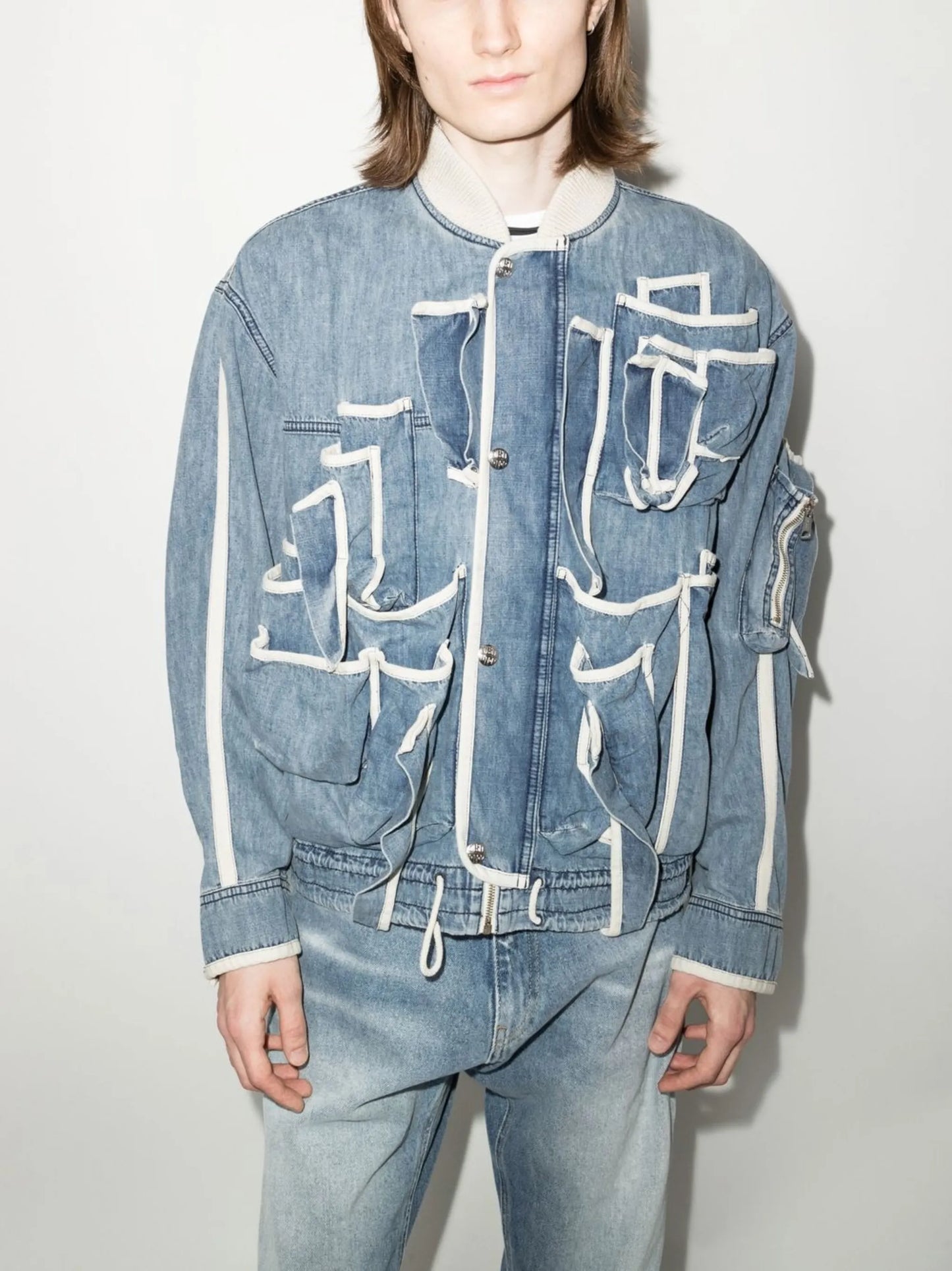 contrast-trim denim jacket