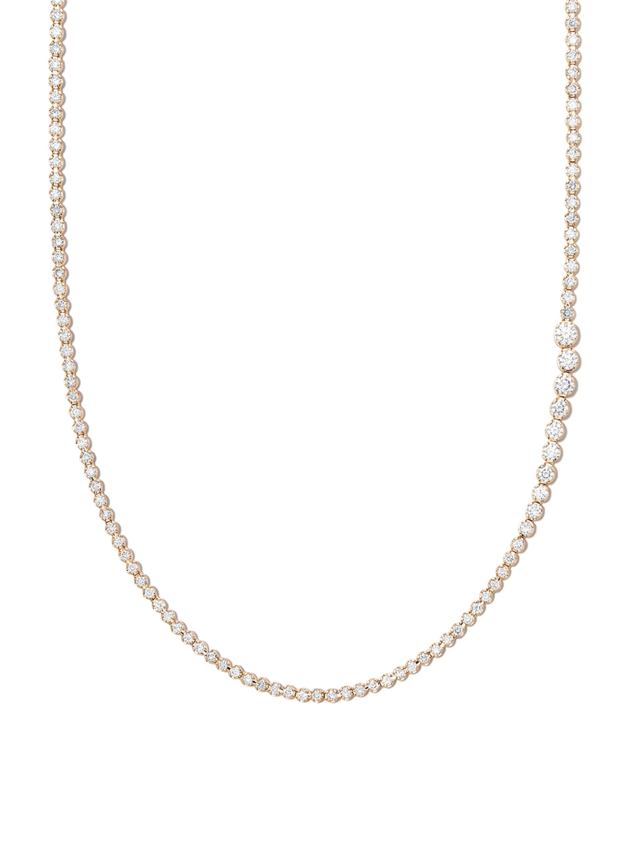 18kt yellow gold diamond tennis necklace