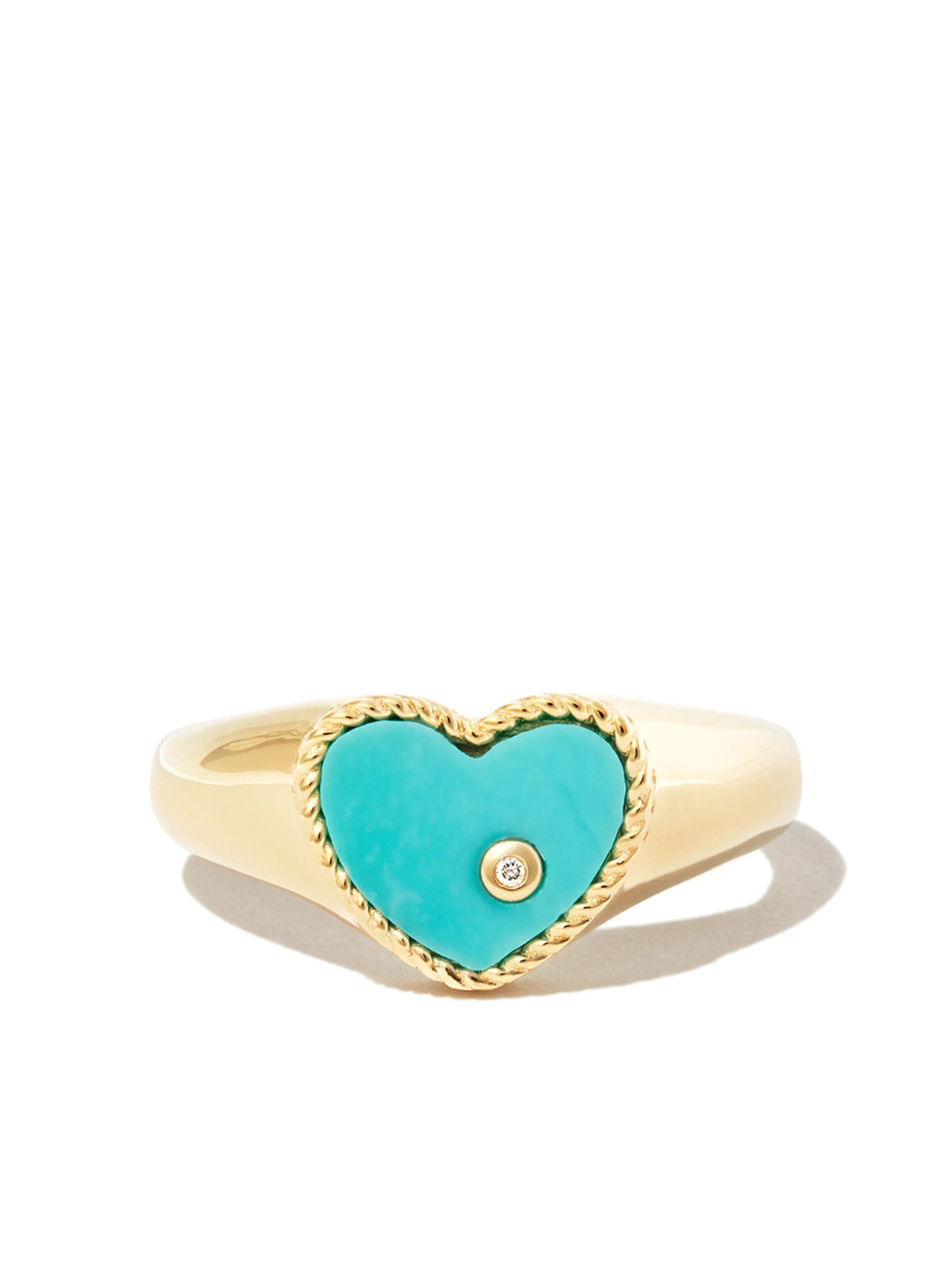 9kt yellow gold turquoise and diamond signet ring
