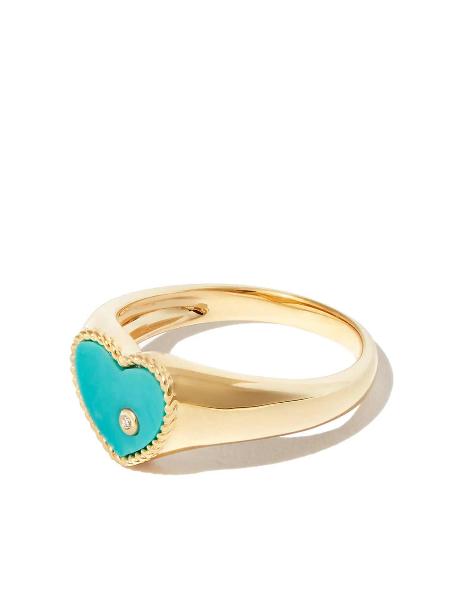 9kt yellow gold turquoise and diamond signet ring