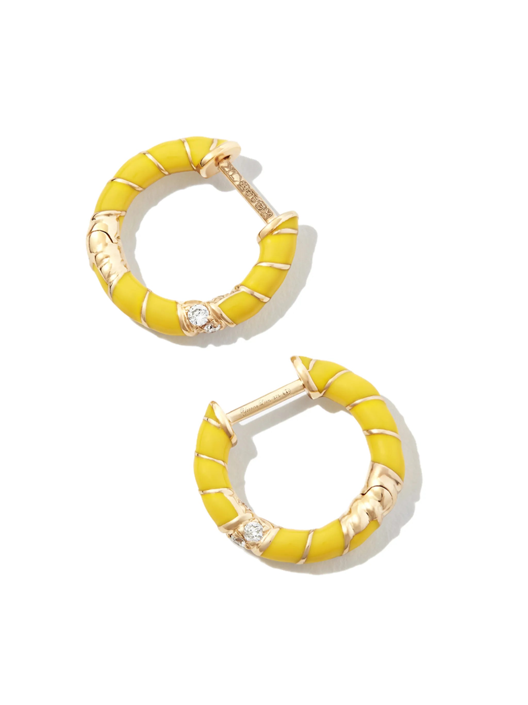 9kt yellow gold diamond hoop earrings