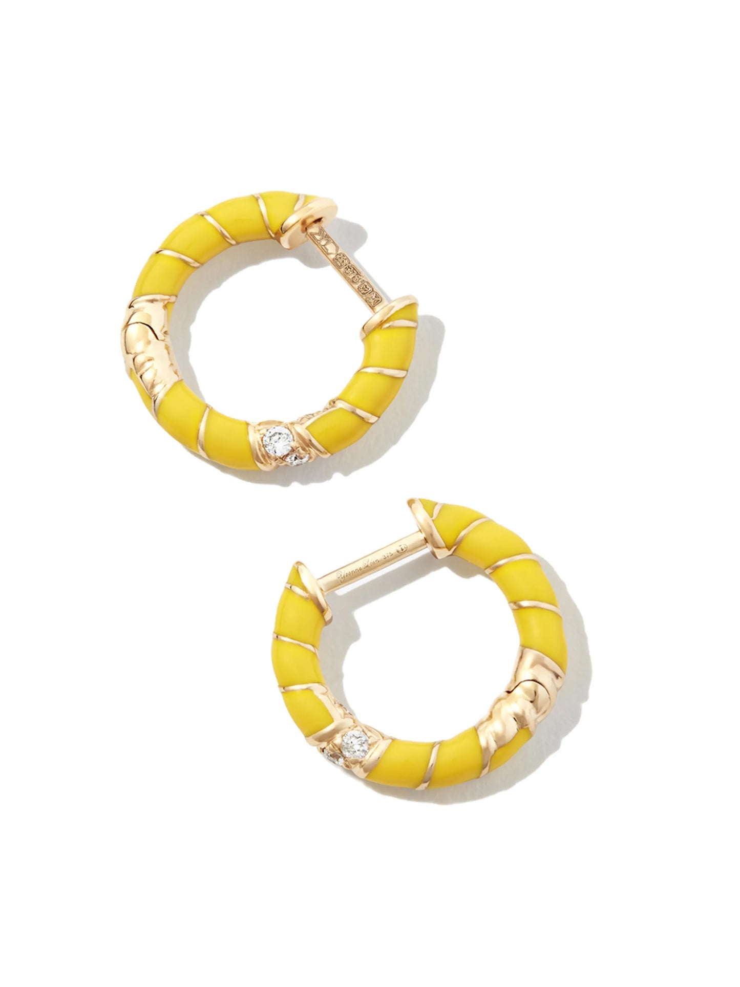 9kt yellow gold diamond hoop earrings