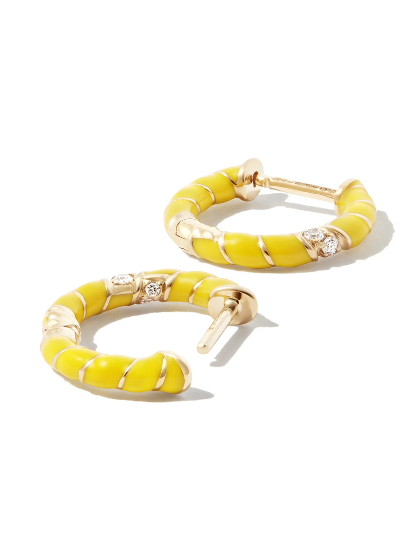 9kt yellow gold diamond hoop earrings