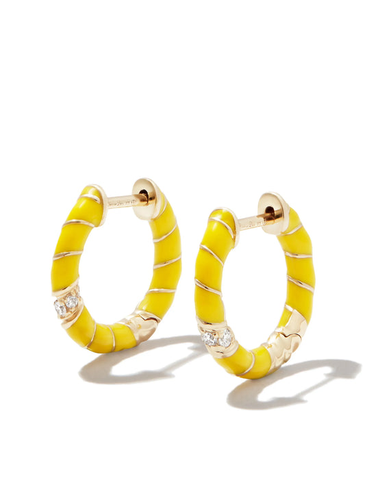 9kt yellow gold diamond hoop earrings
