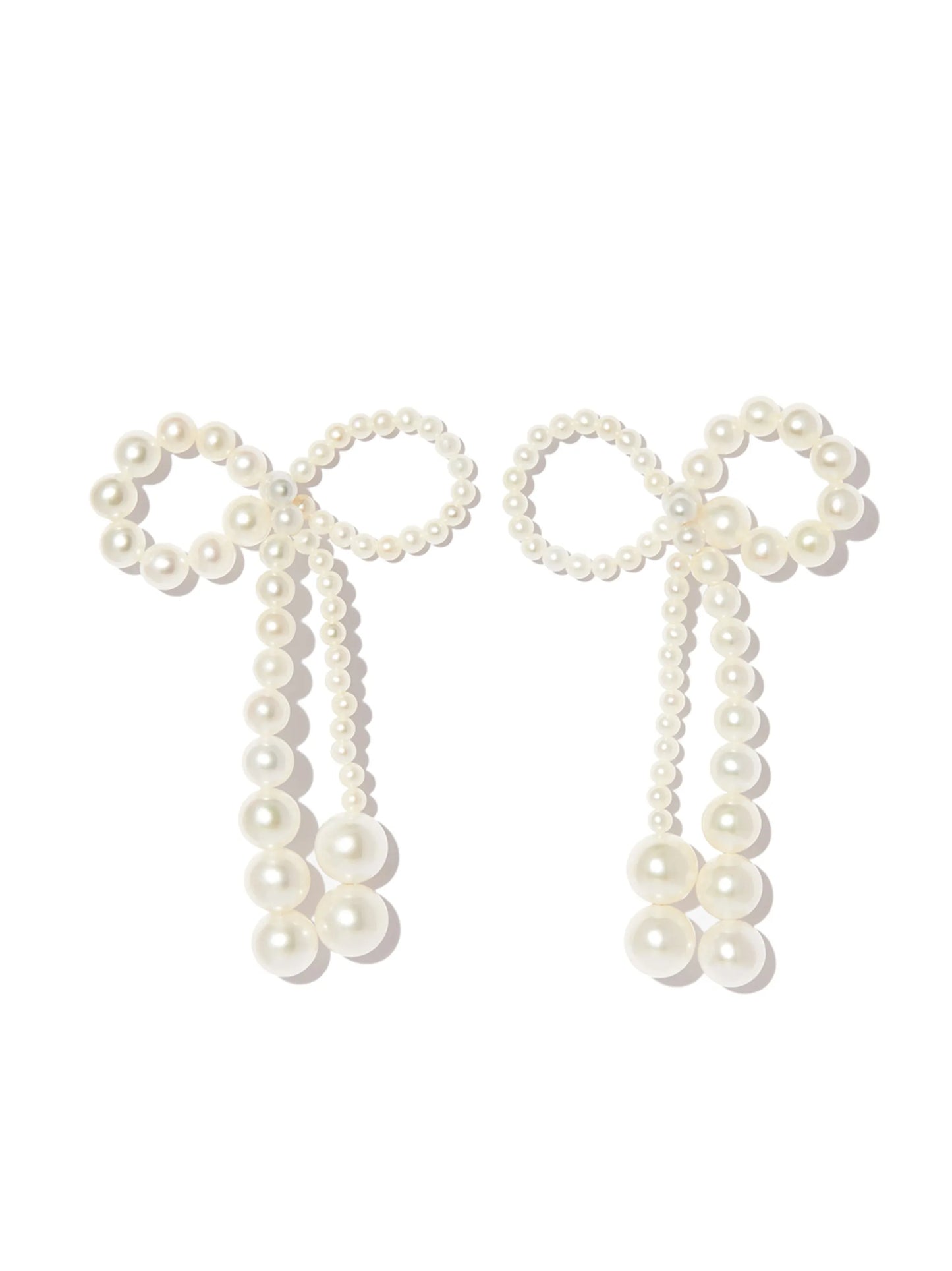 14kt yellow gold bow pearl earrings