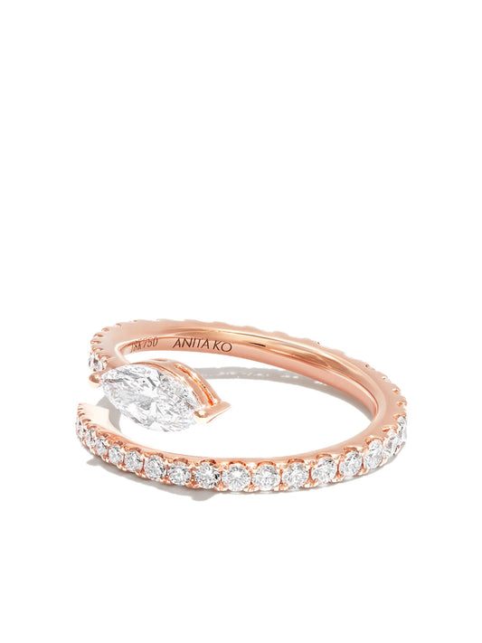 18kt rose gold Two Row Coil diamond ring