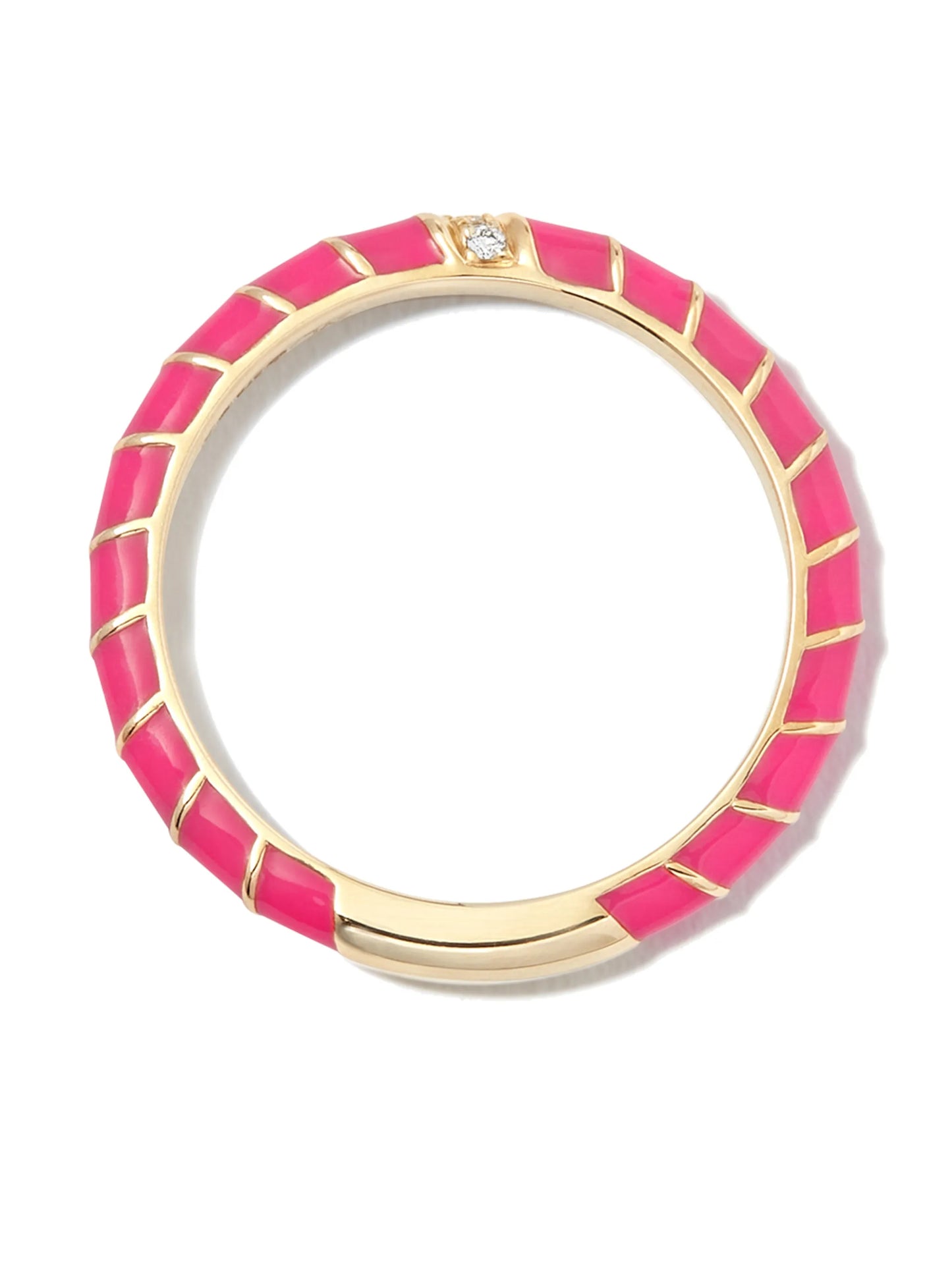 9kt yellow gold Alliance Mini Torsade diamond and enamel ring