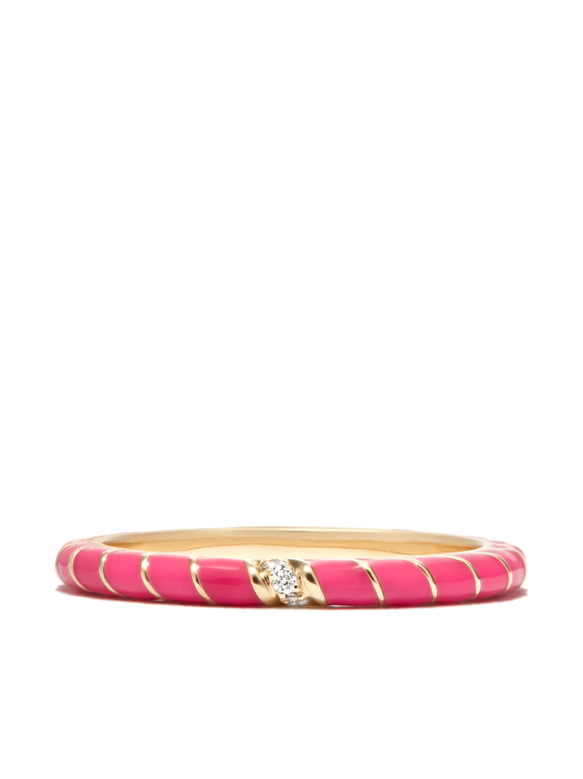9kt yellow gold Alliance Mini Torsade diamond and enamel ring