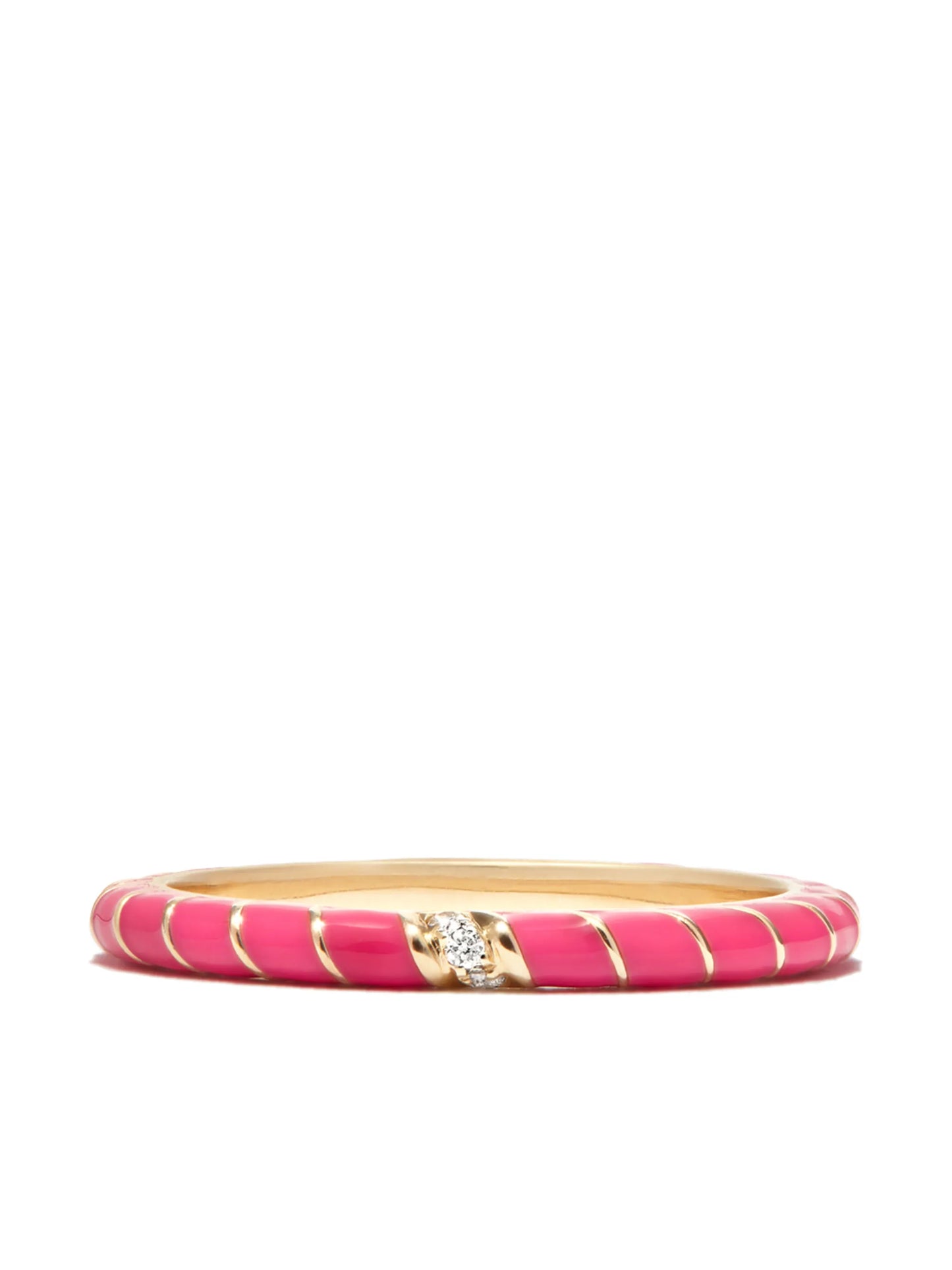 9kt yellow gold Alliance Mini Torsade diamond and enamel ring