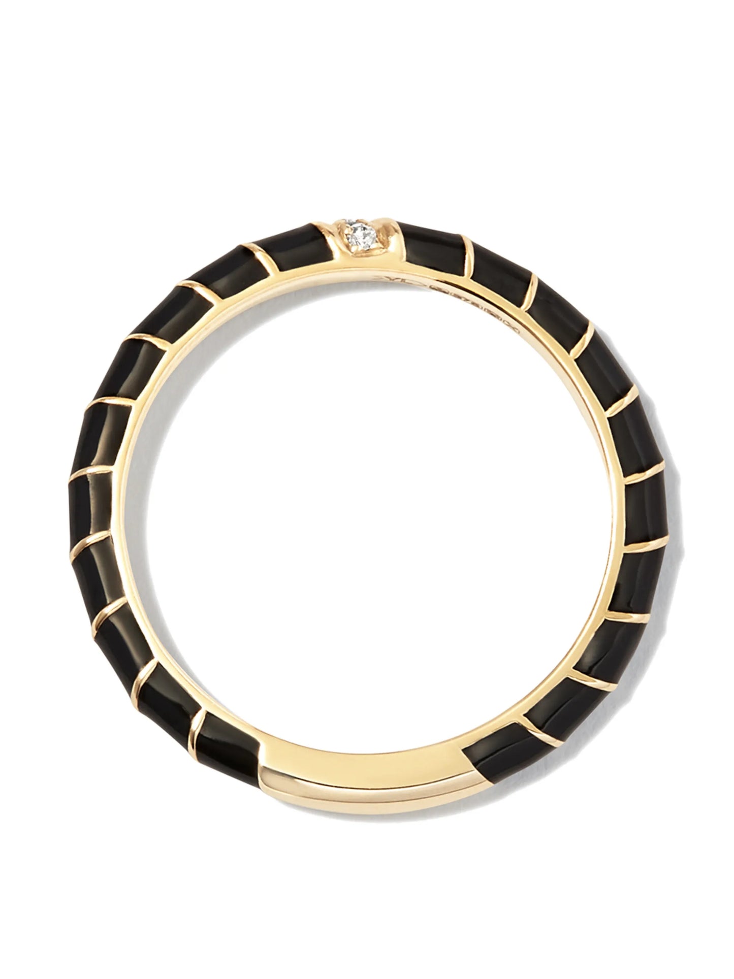 9kt yellow gold diamond enamel ring