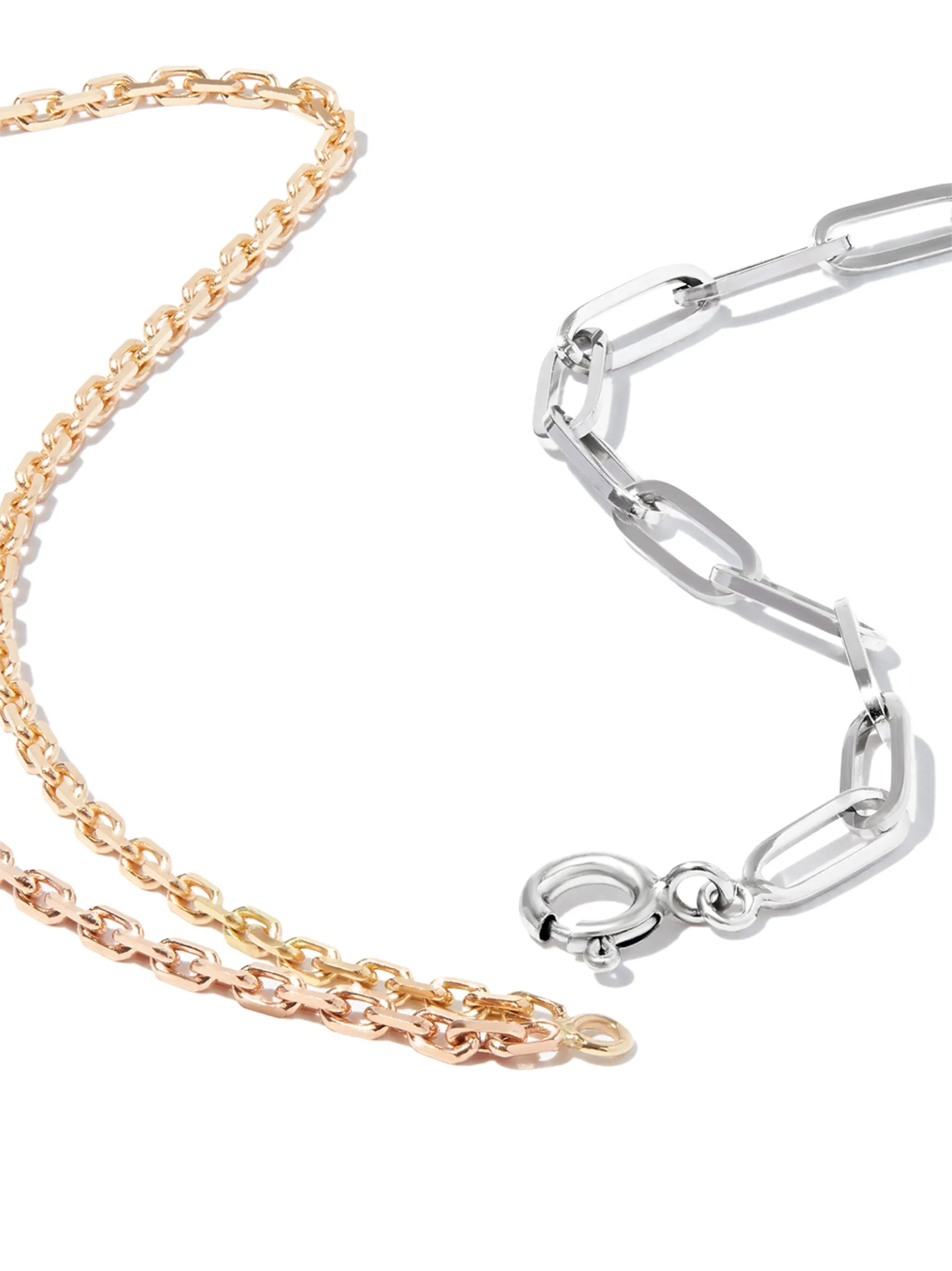 18kt white, rose and yellow gold Collier Solitaire Boucle chain necklace