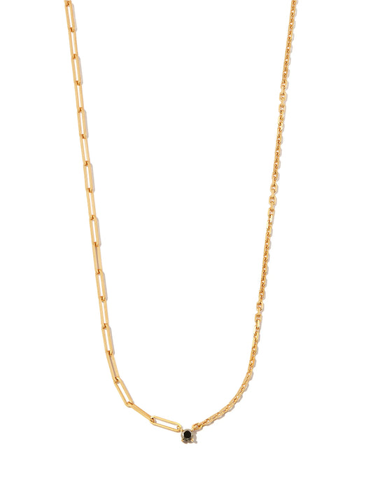18kt yellow gold mixed chain diamond necklace