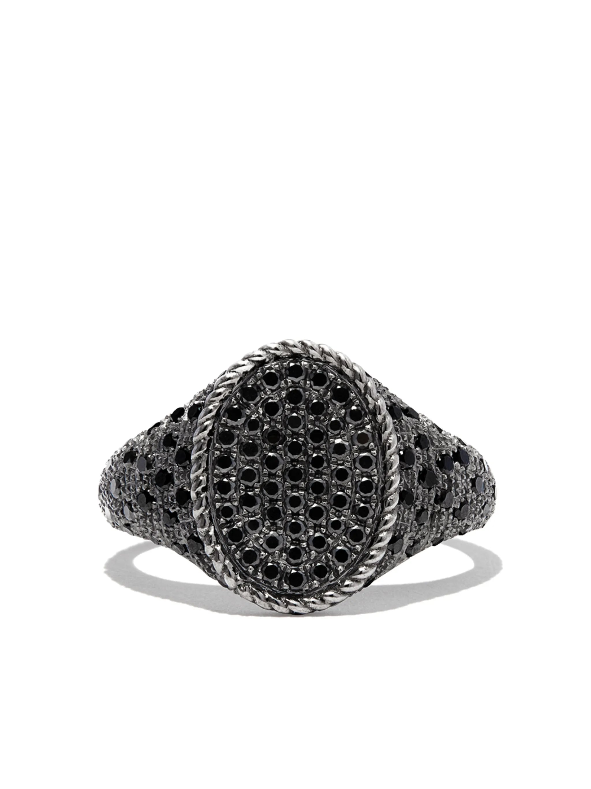 18kt white gold Oval diamond signet ring
