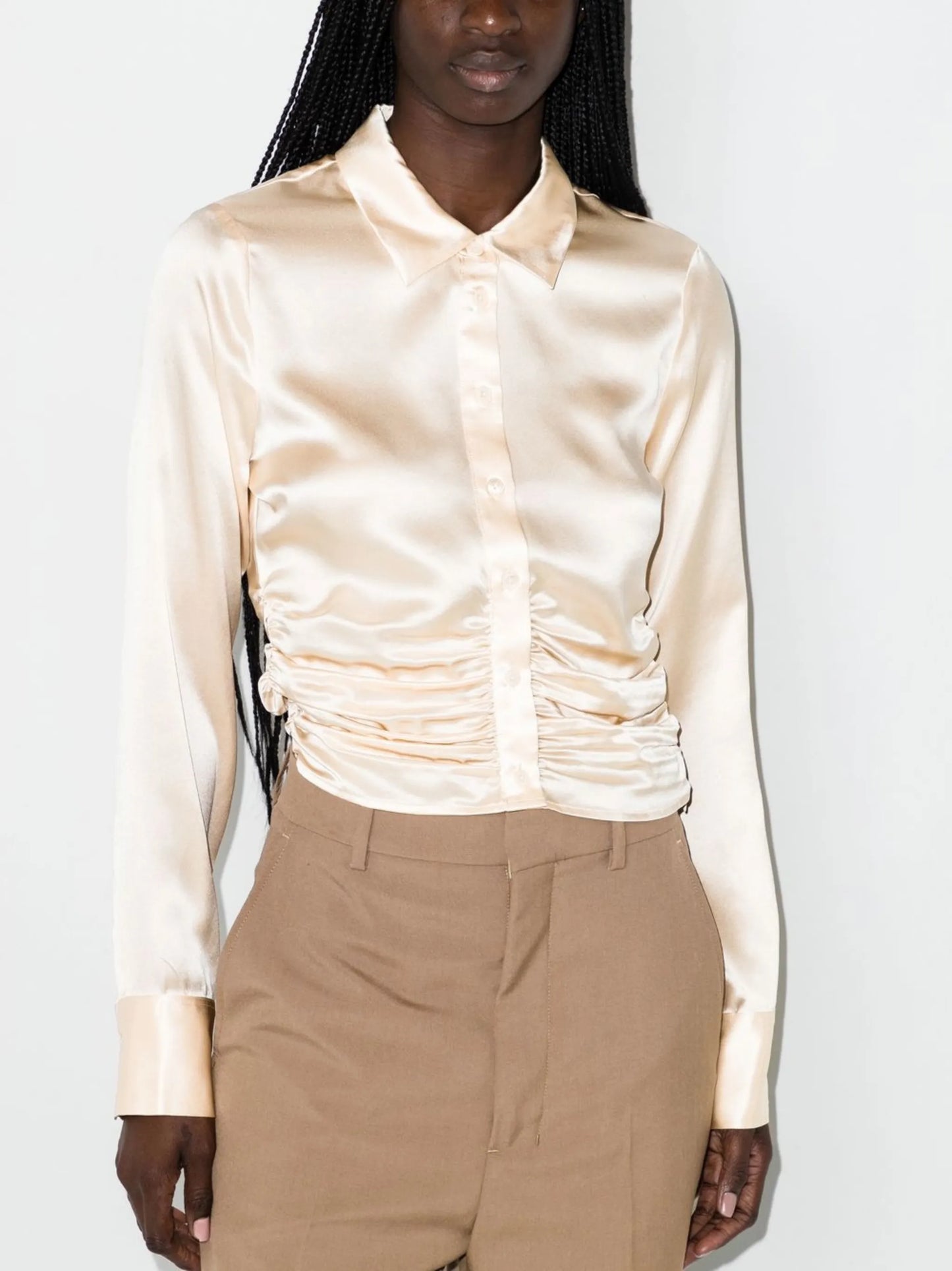 Kendall ruched silk shirt