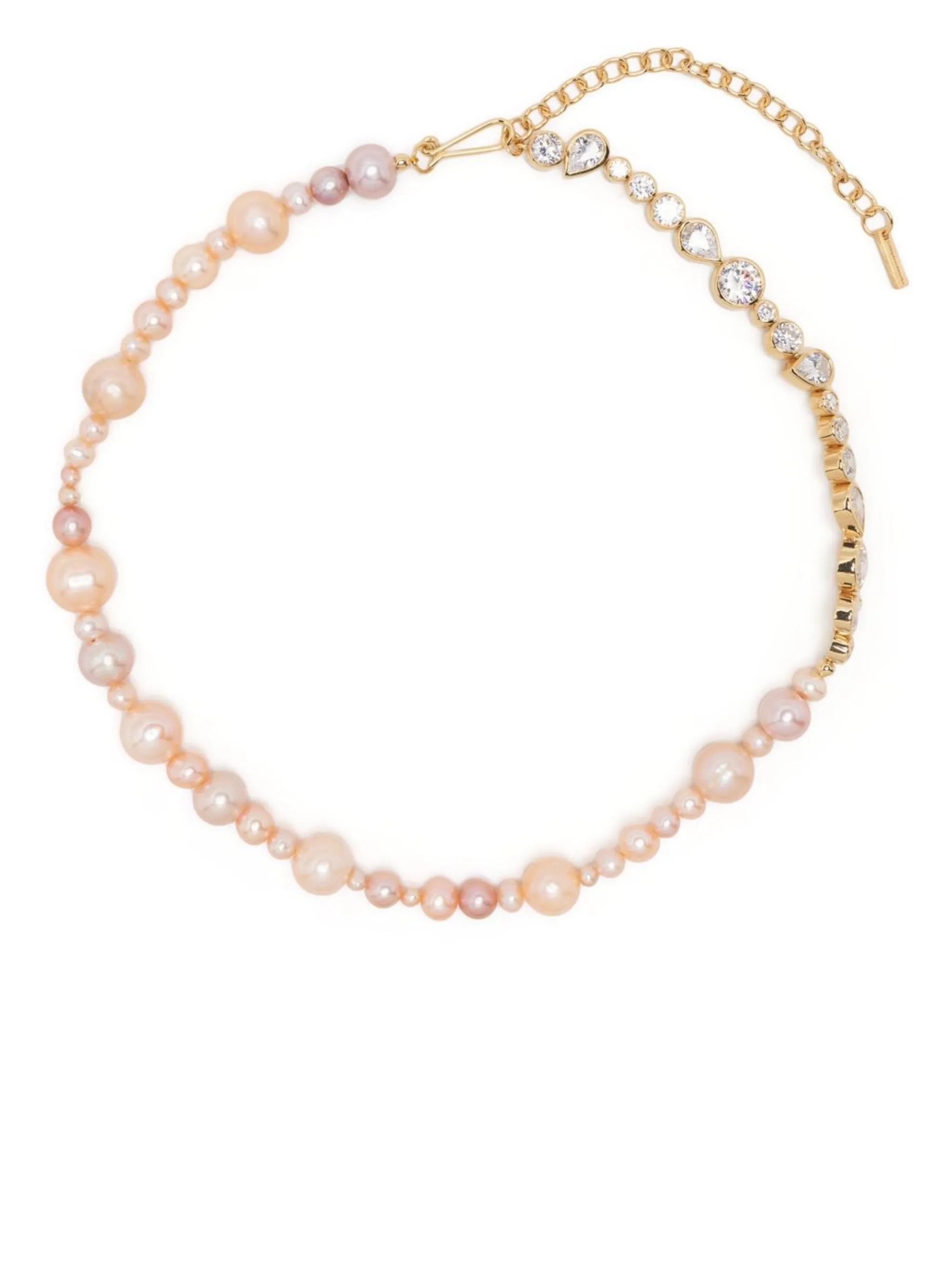 pearl and zirconia chain necklace