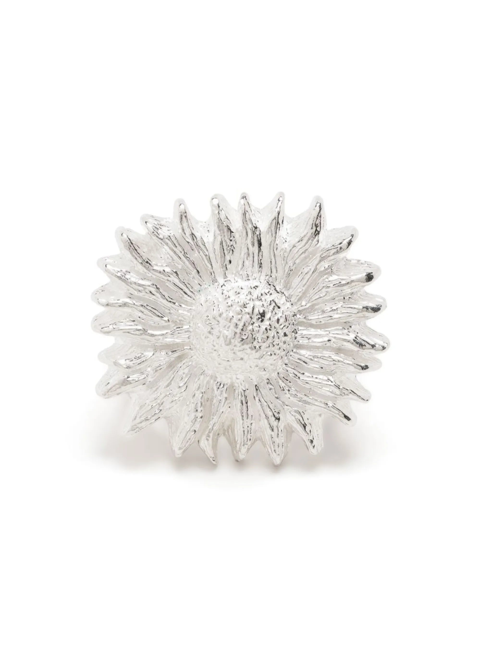 engraved flower silver ring