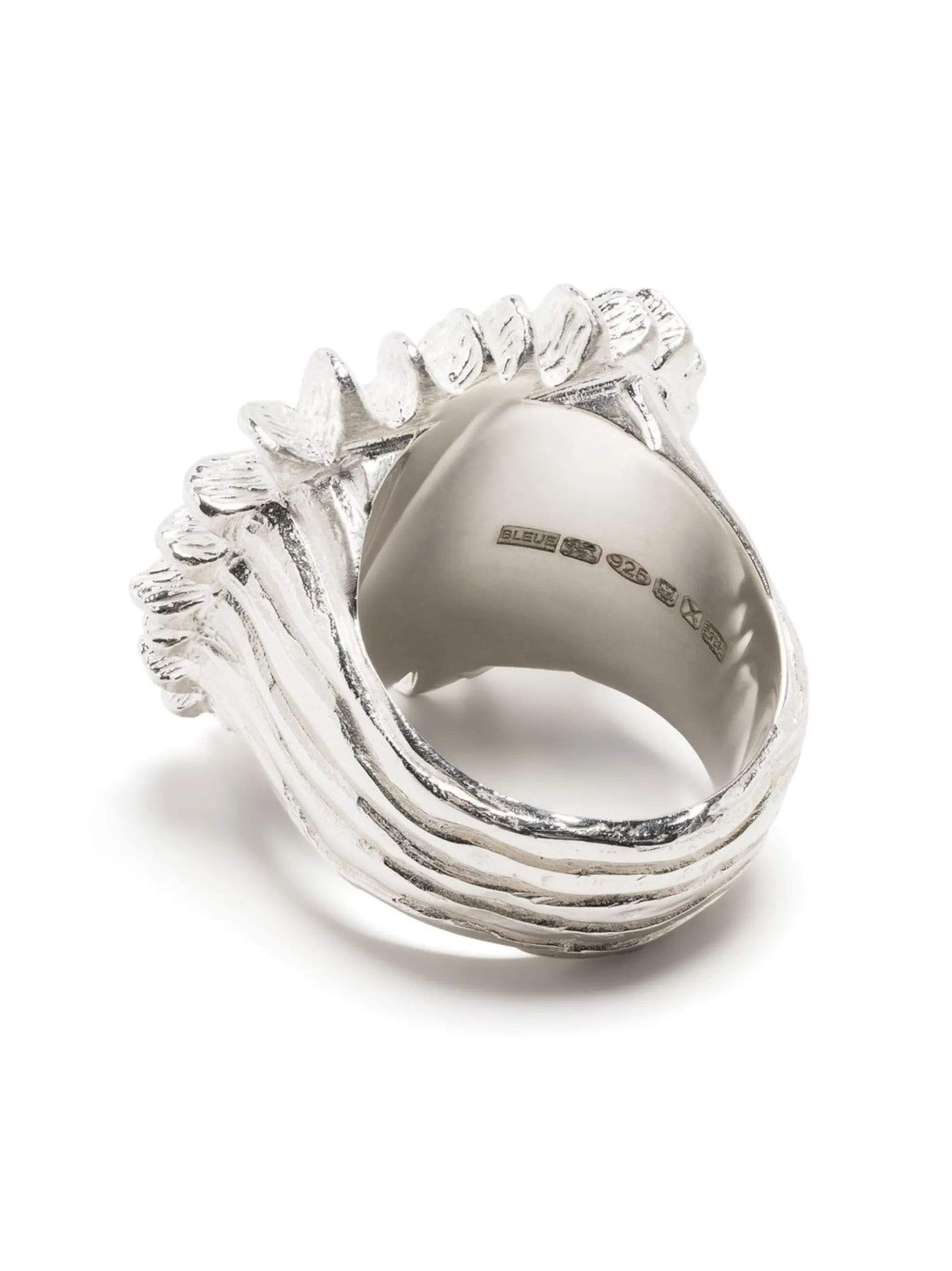 engraved flower silver ring