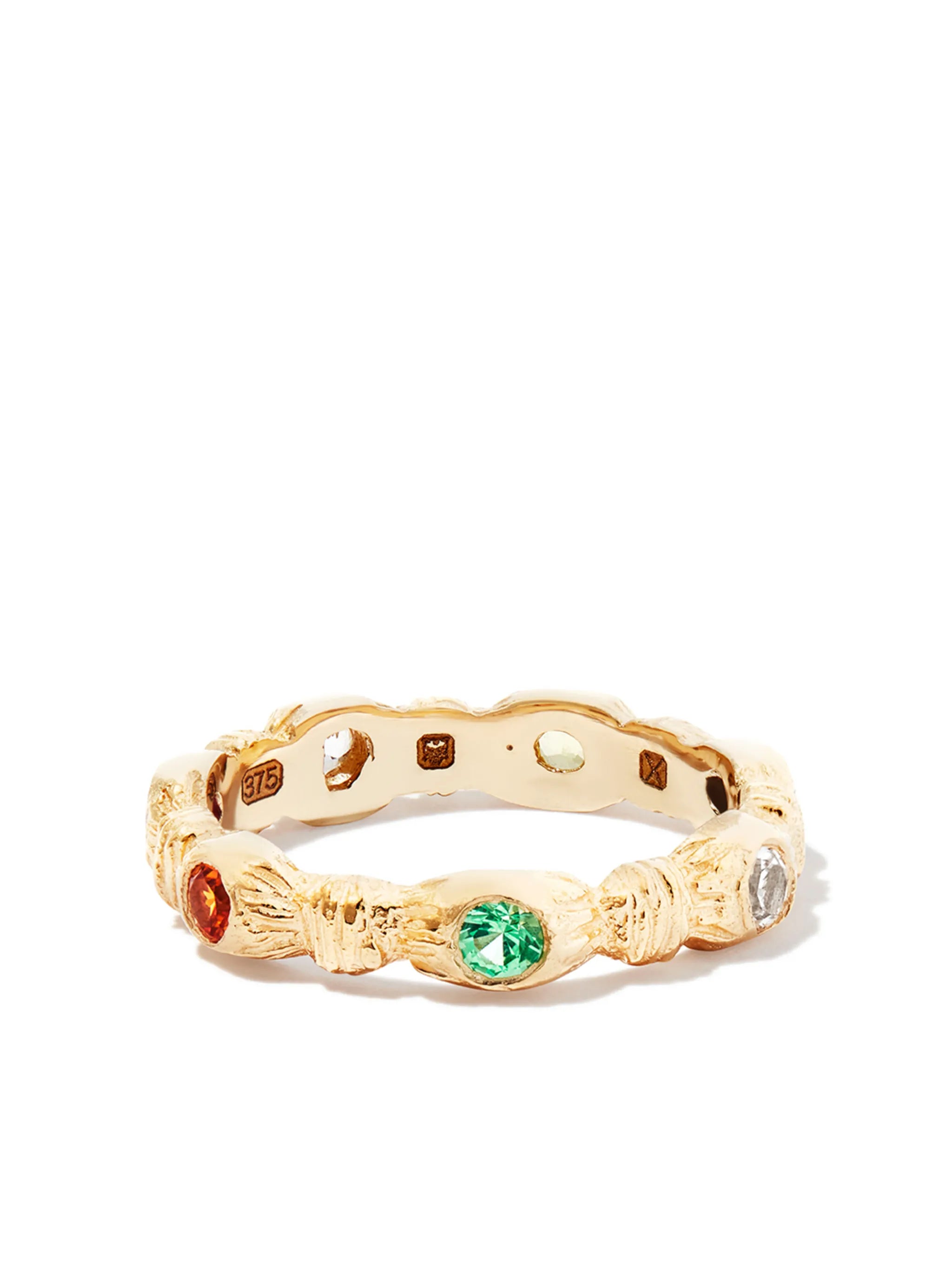 9kt yellow gold Nature Round Root sapphire ring