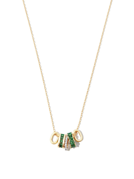 14kt yellow gold emerald and diamond rager necklace