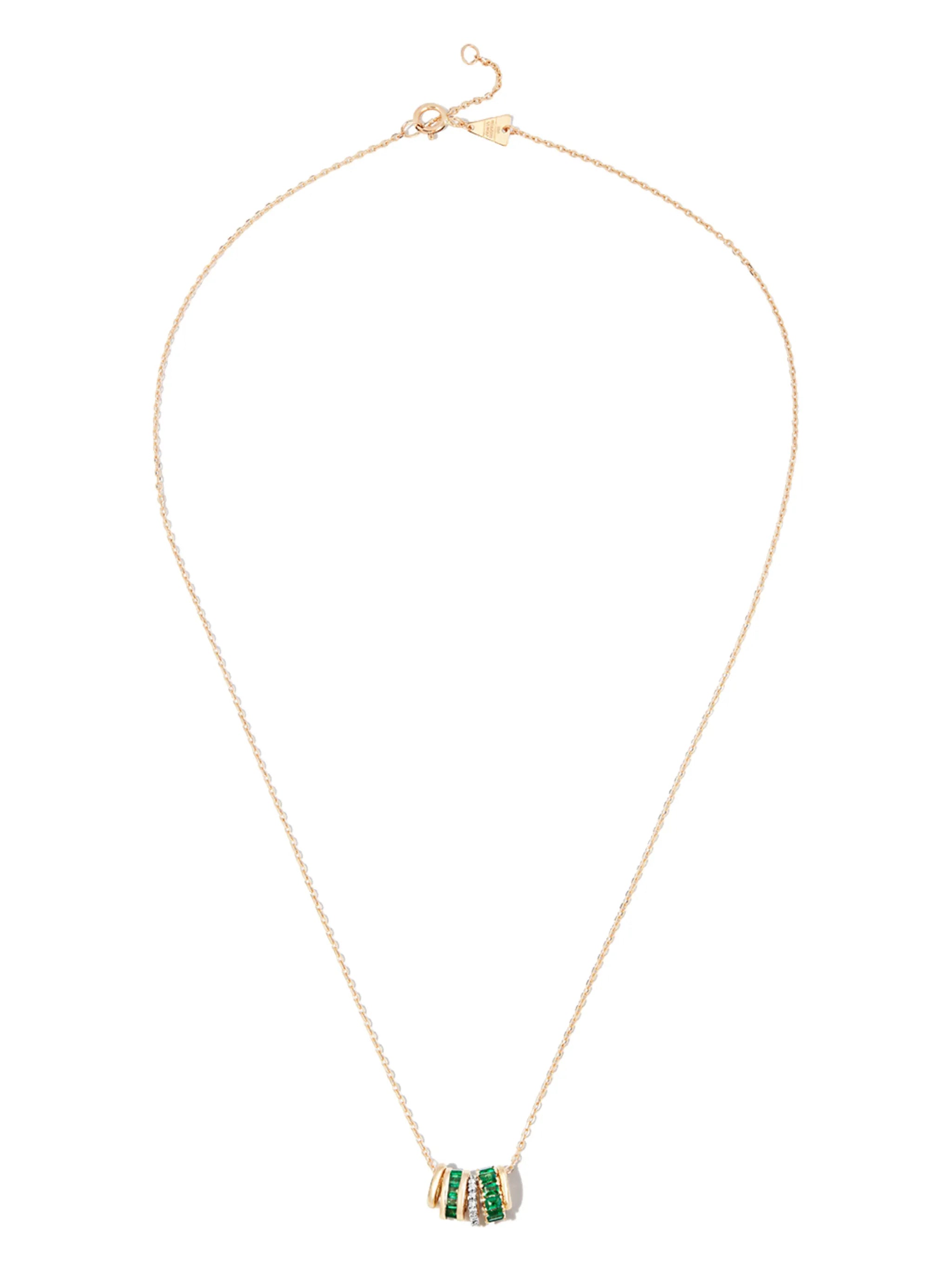 14kt yellow gold emerald and diamond rager necklace