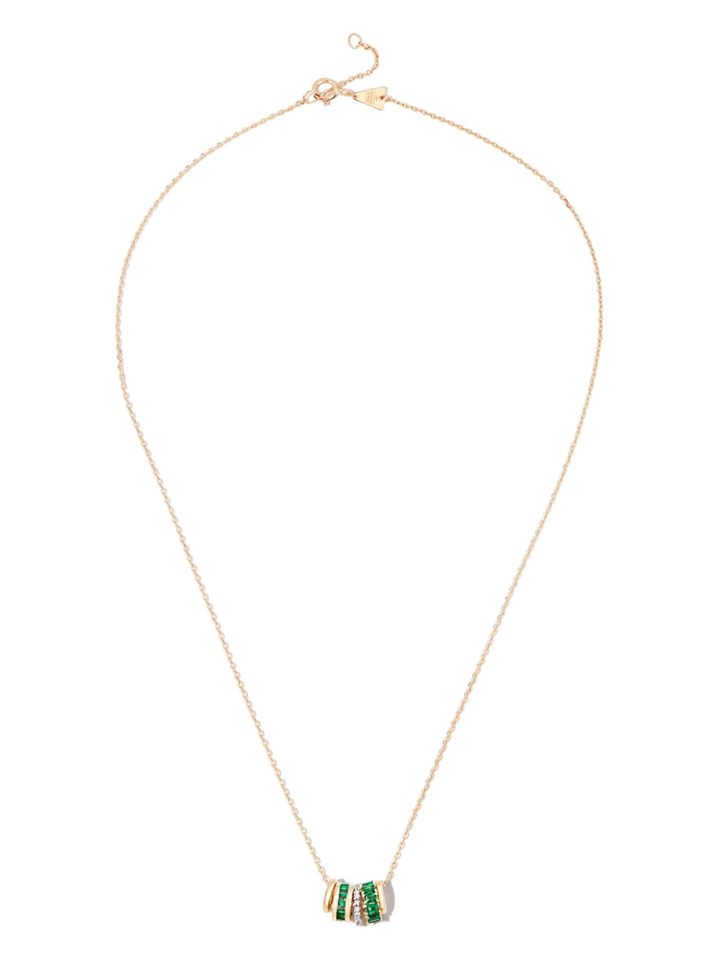 14kt yellow gold emerald and diamond rager necklace