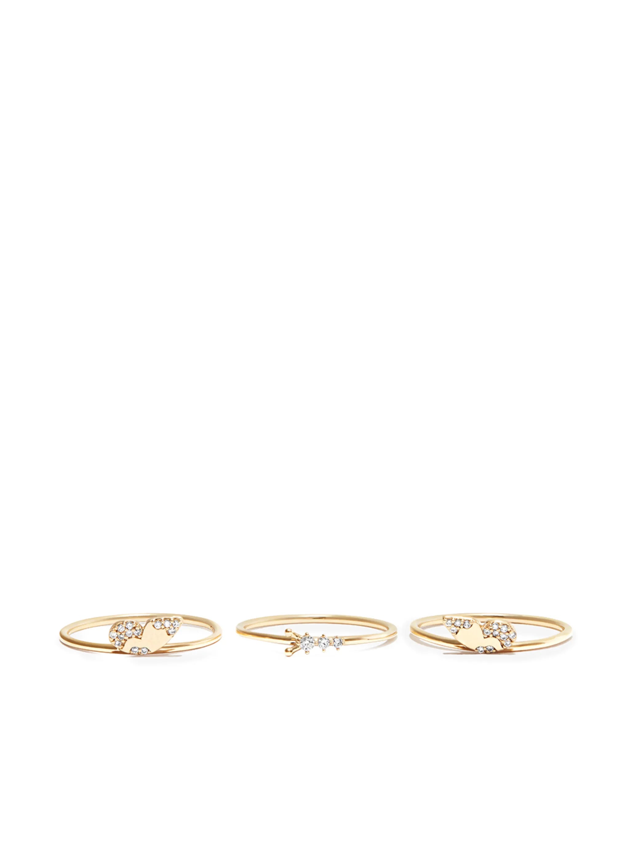 14kt yellow gold Enchanted Butterfly diamond 3 band ring