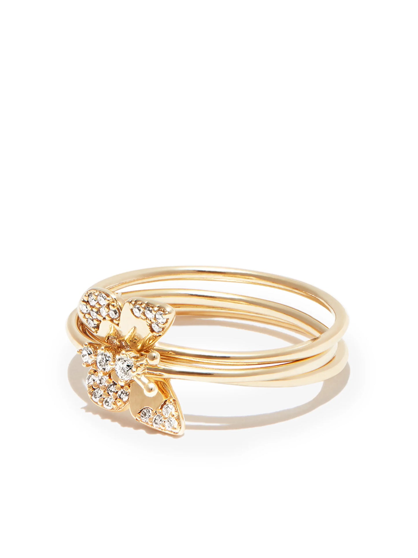 14kt yellow gold Enchanted Butterfly diamond 3 band ring