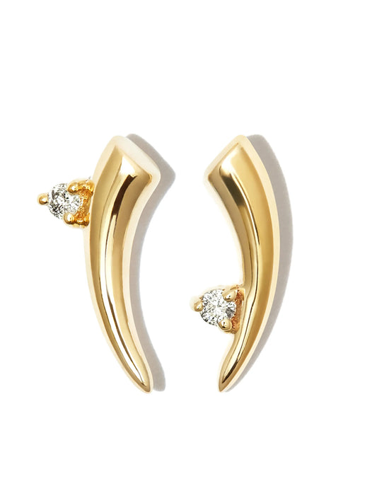 14kt yellow gold thorn diamond stud earrings