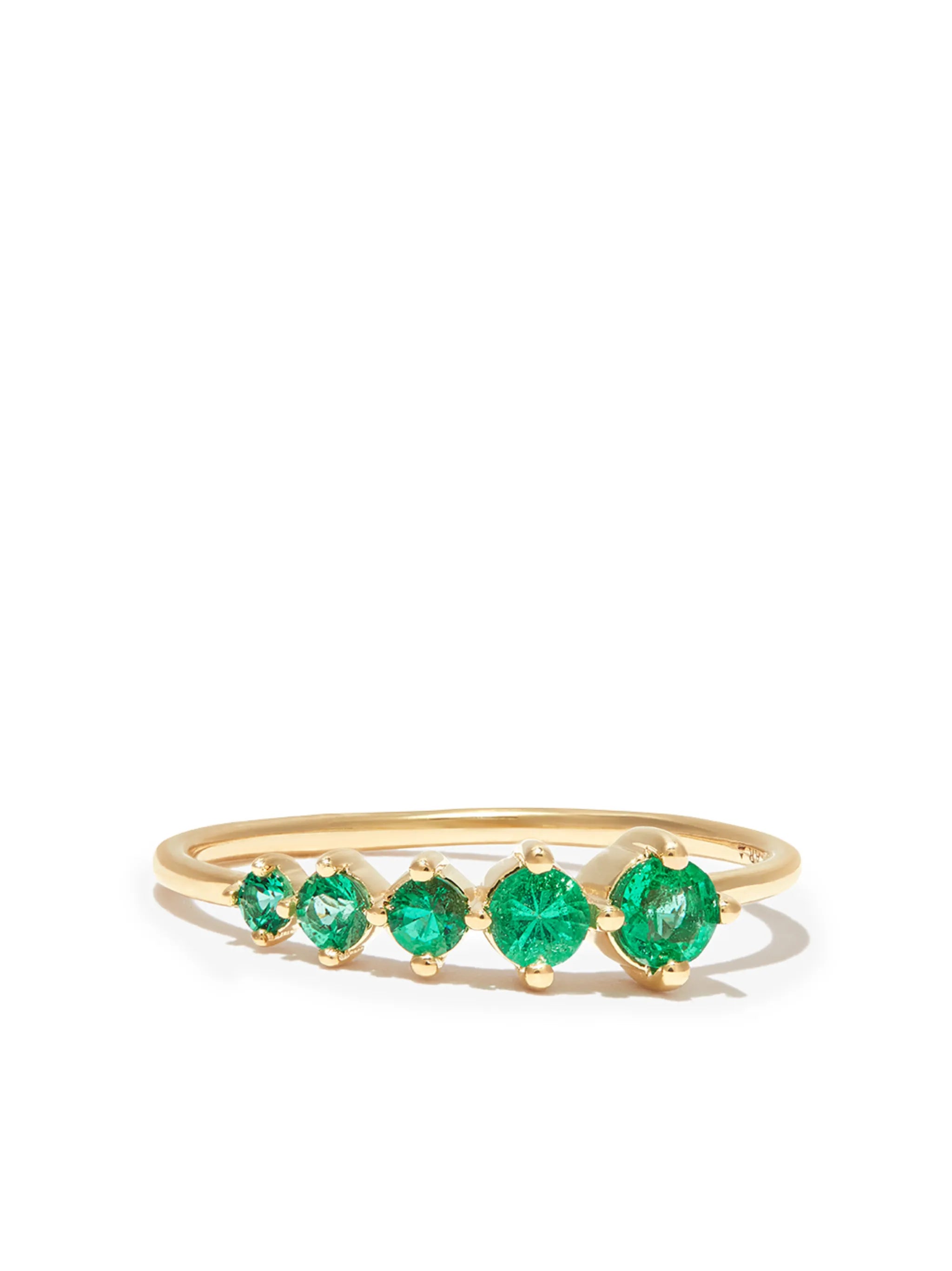 14CT YG EMERALD GRADUATED STACKING RING