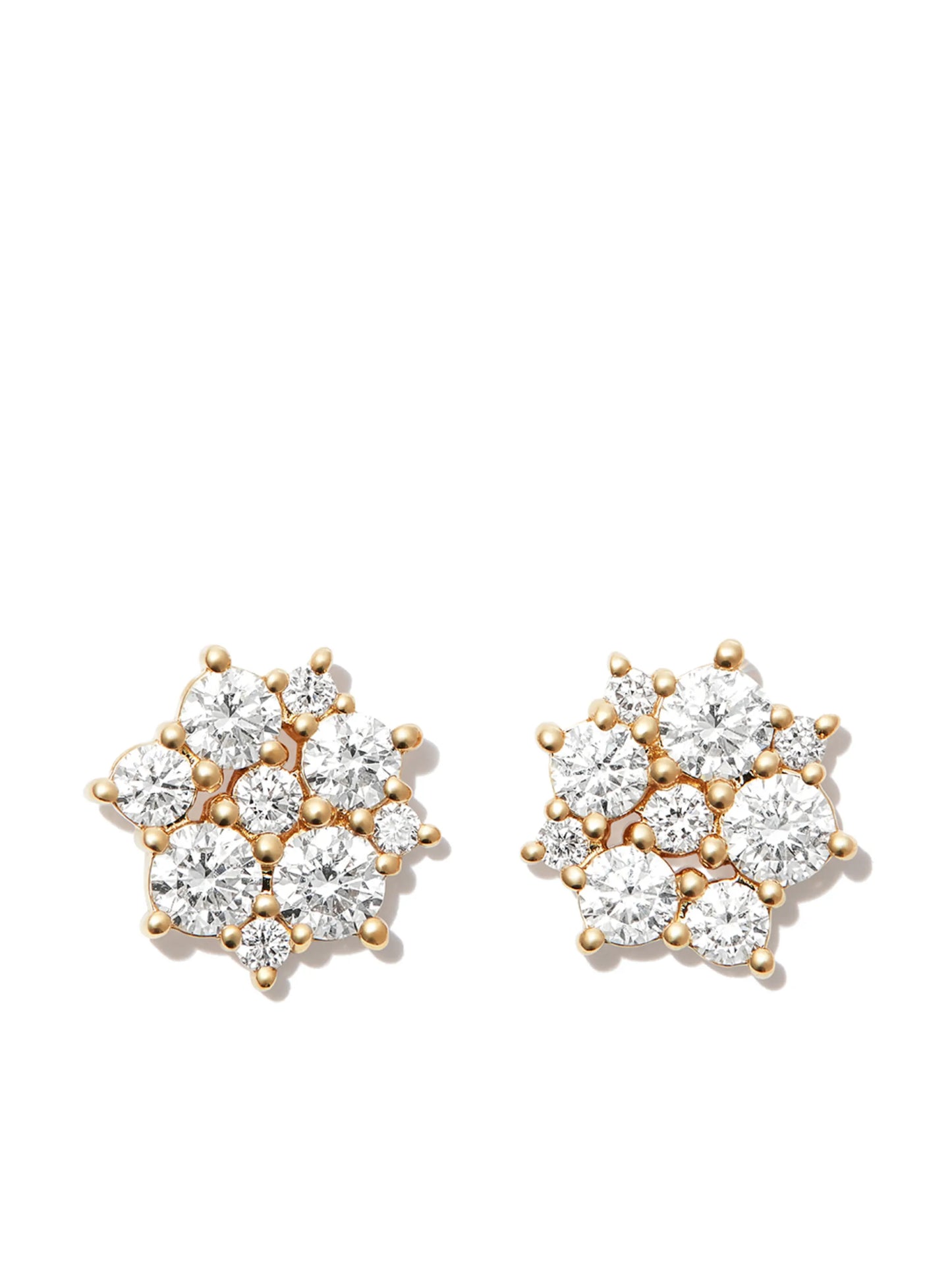 14kt yellow gold Cocktail Disc diamond stud earrings