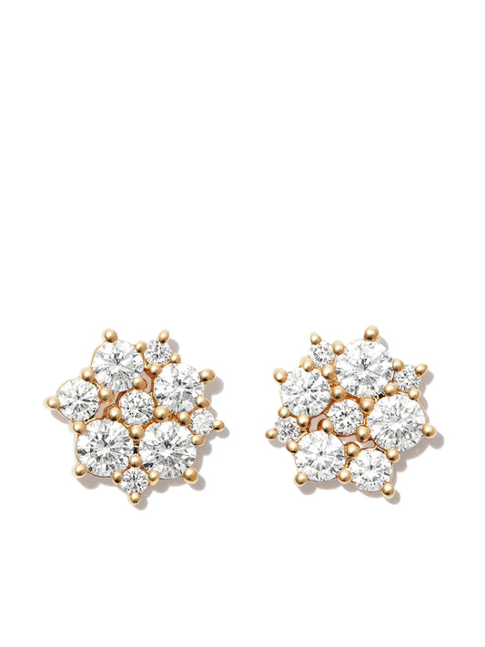 14kt yellow gold Cocktail Disc diamond stud earrings