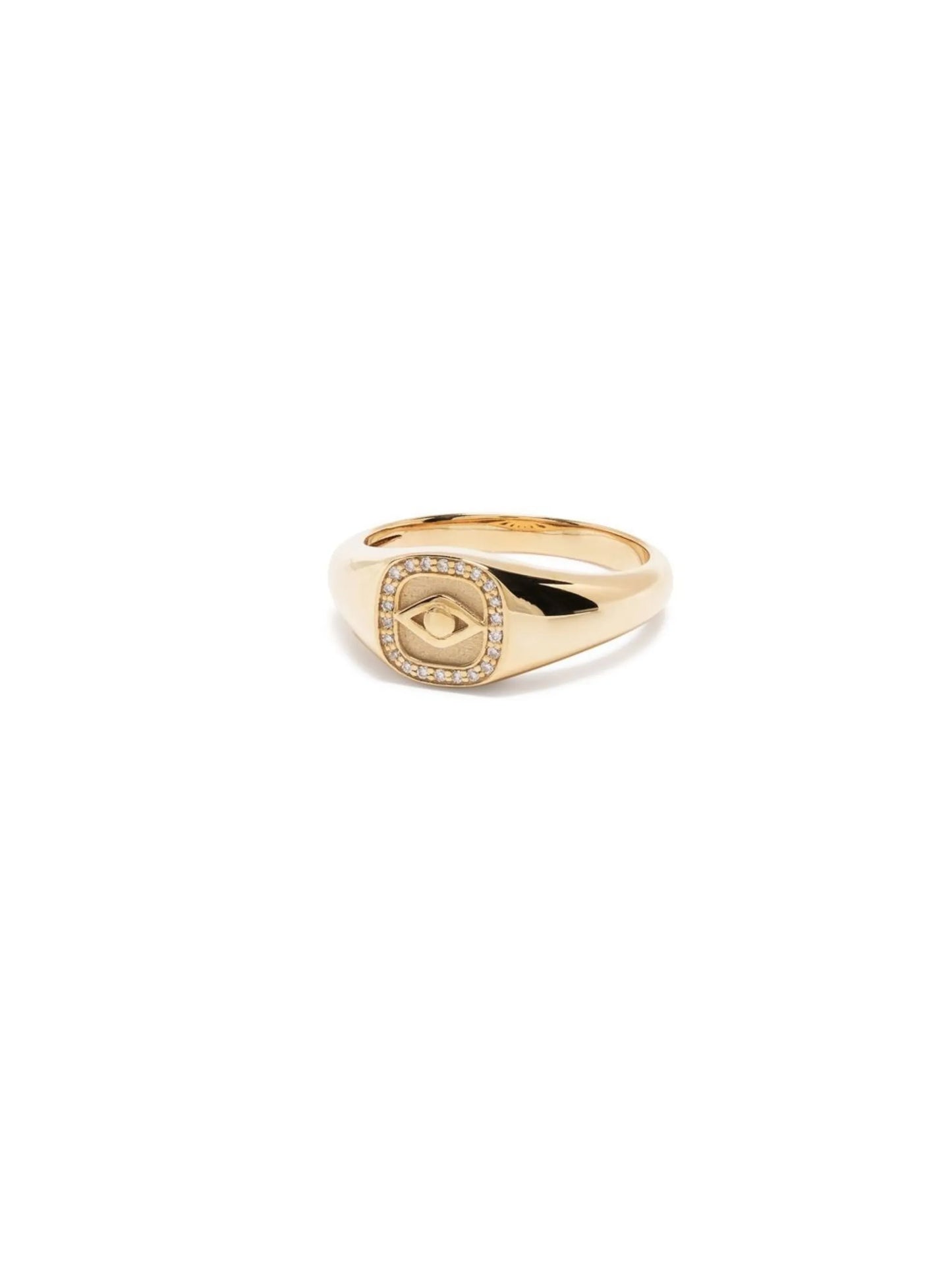 14kt yellow gold Evil Eye diamond singet ring