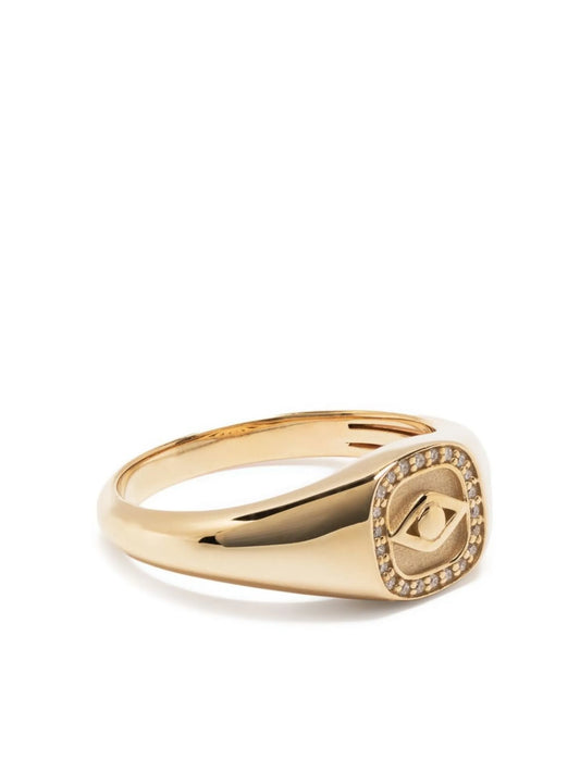 14kt yellow gold Evil Eye diamond singet ring