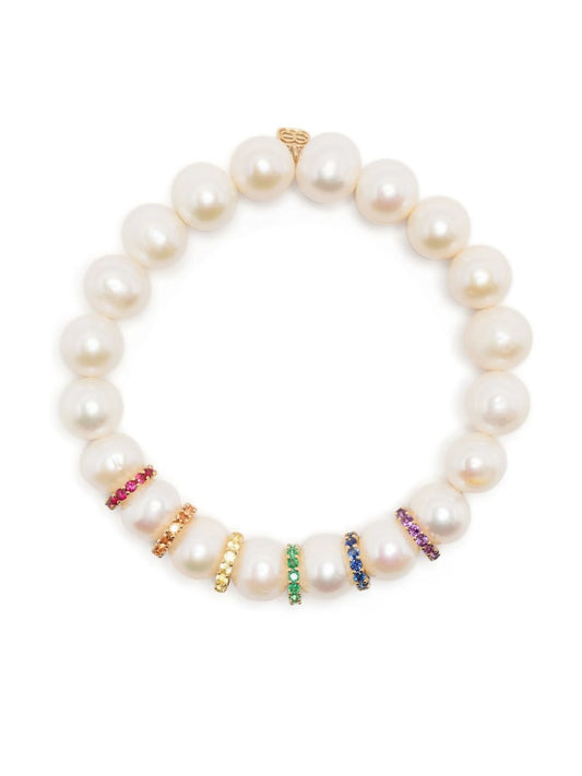 14kt yellow gold multi-stone pearl bracelet