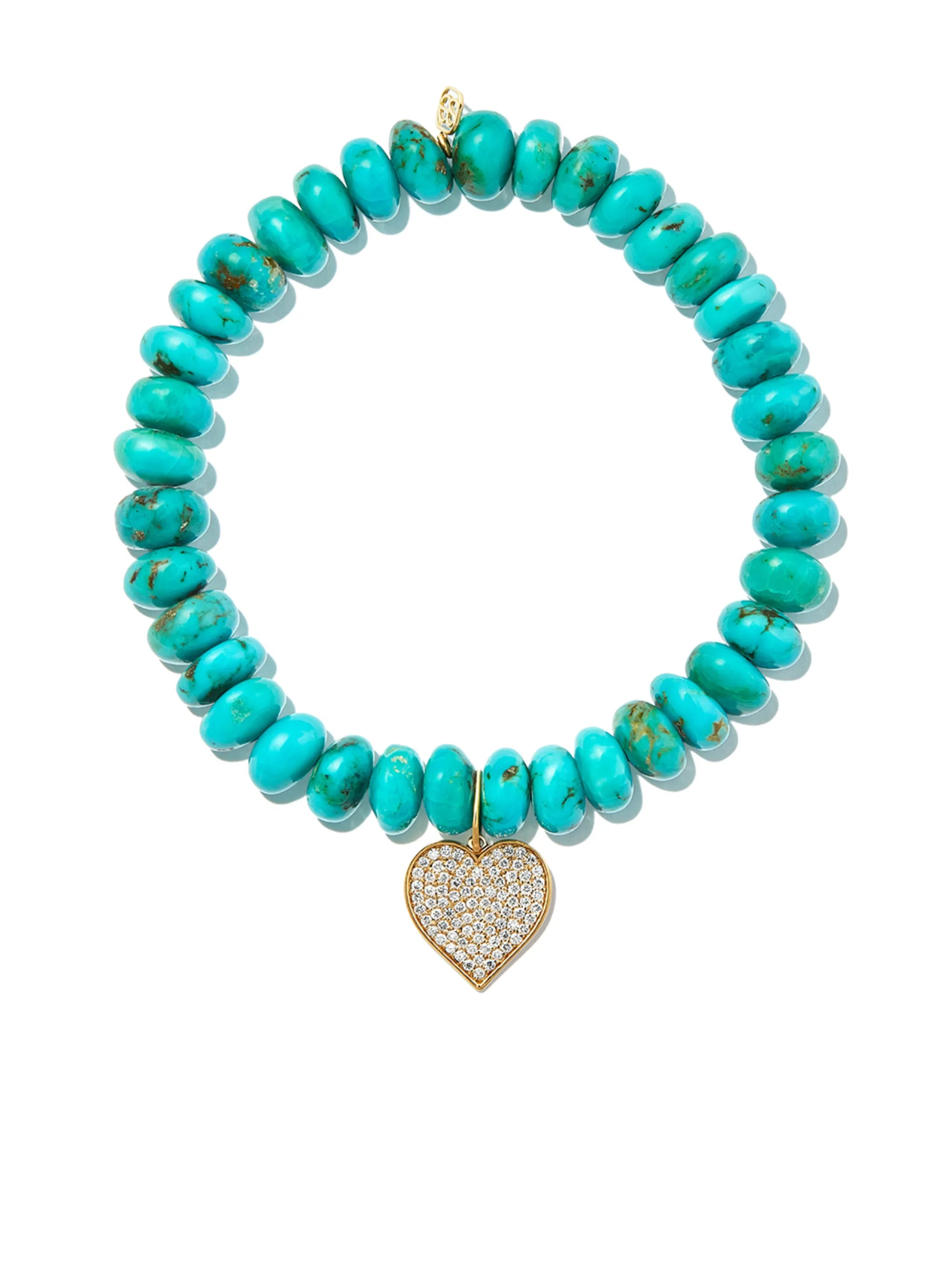 14kt yellow gold turquoise and diamond charm bracelet