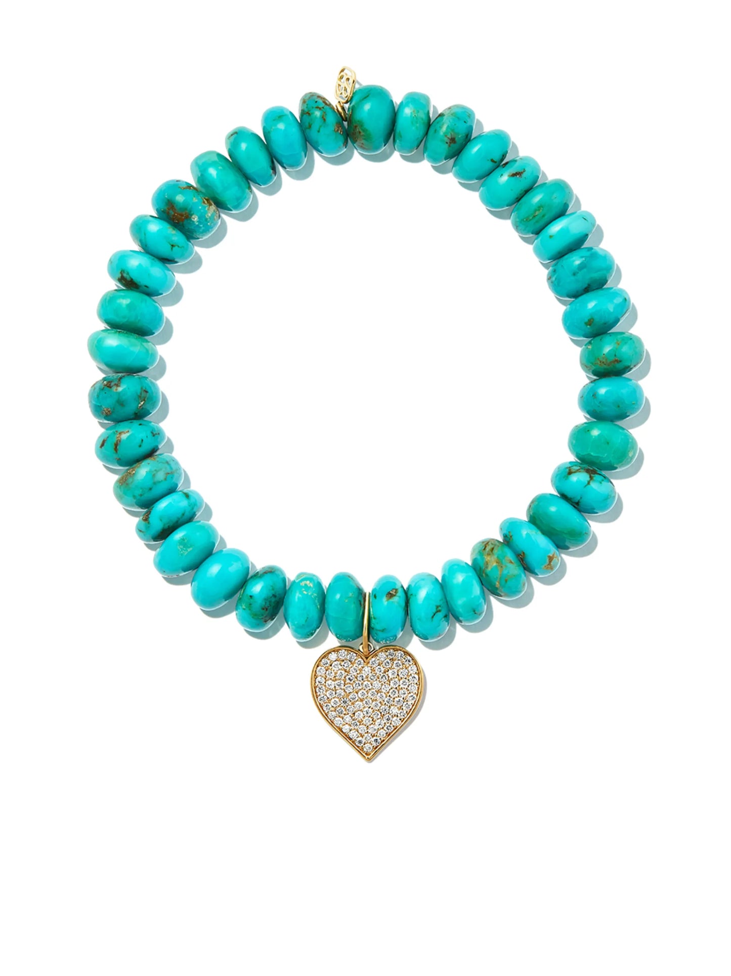 14kt yellow gold turquoise and diamond charm bracelet
