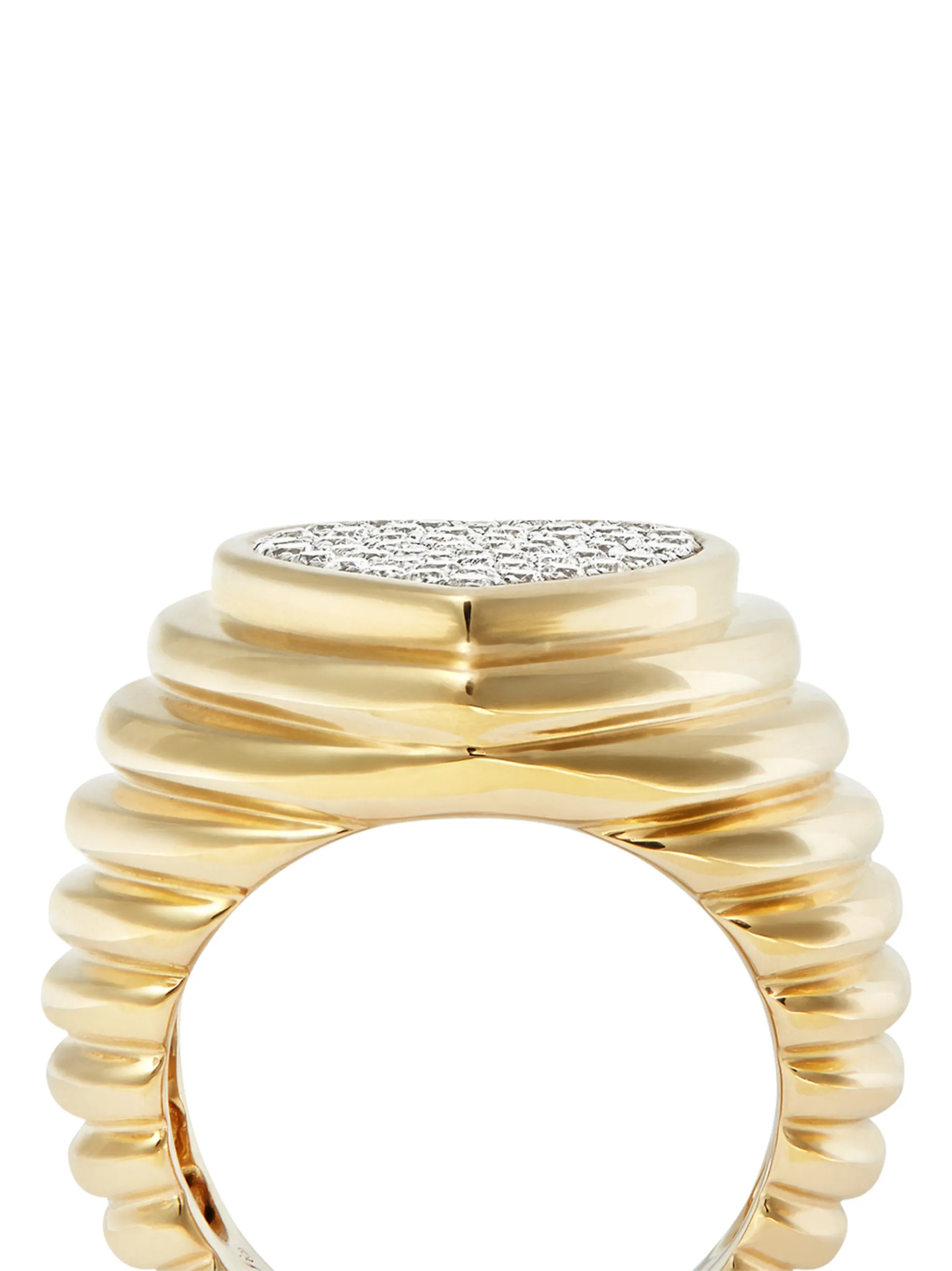 9kt yellow gold Heart diamond signet ring