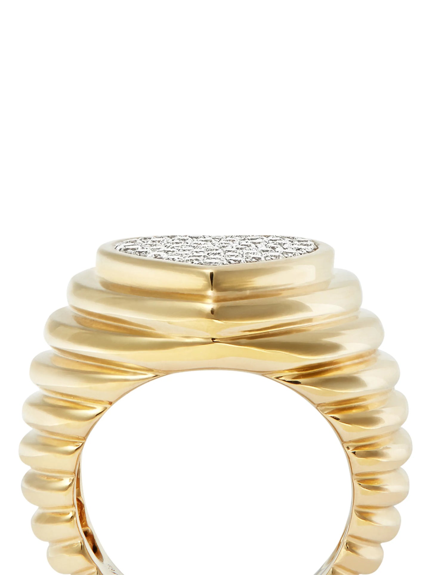 9kt yellow gold Heart diamond signet ring