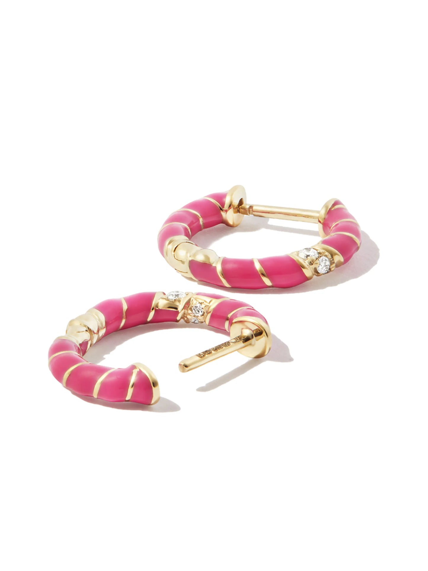 9kt yellow gold Twist enamel hoop earrings