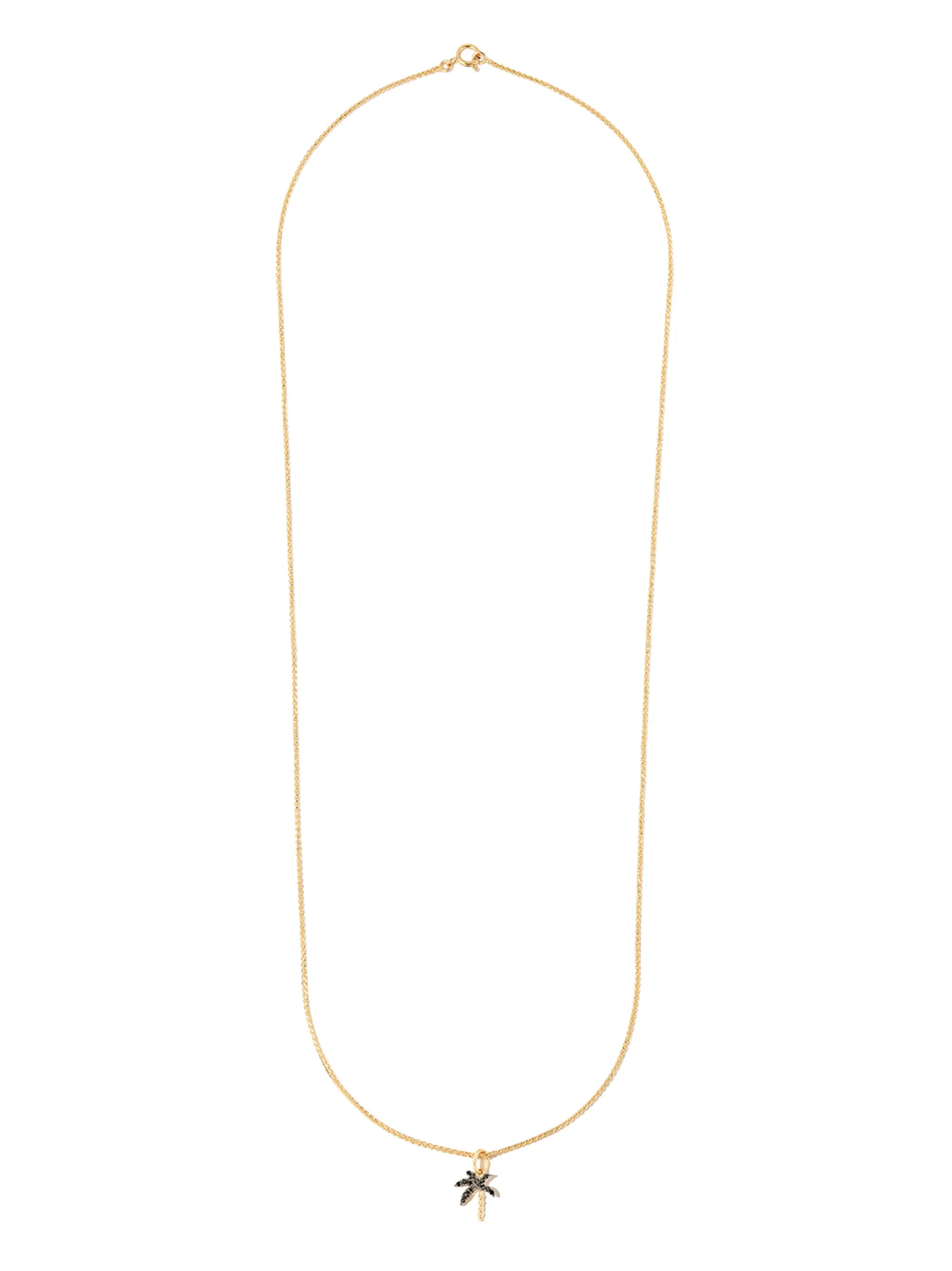 18kt yellow gold diamond palm tree necklace
