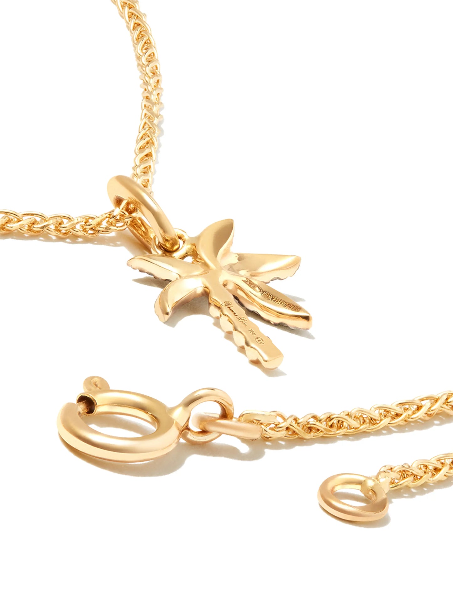 18kt yellow gold diamond palm tree necklace