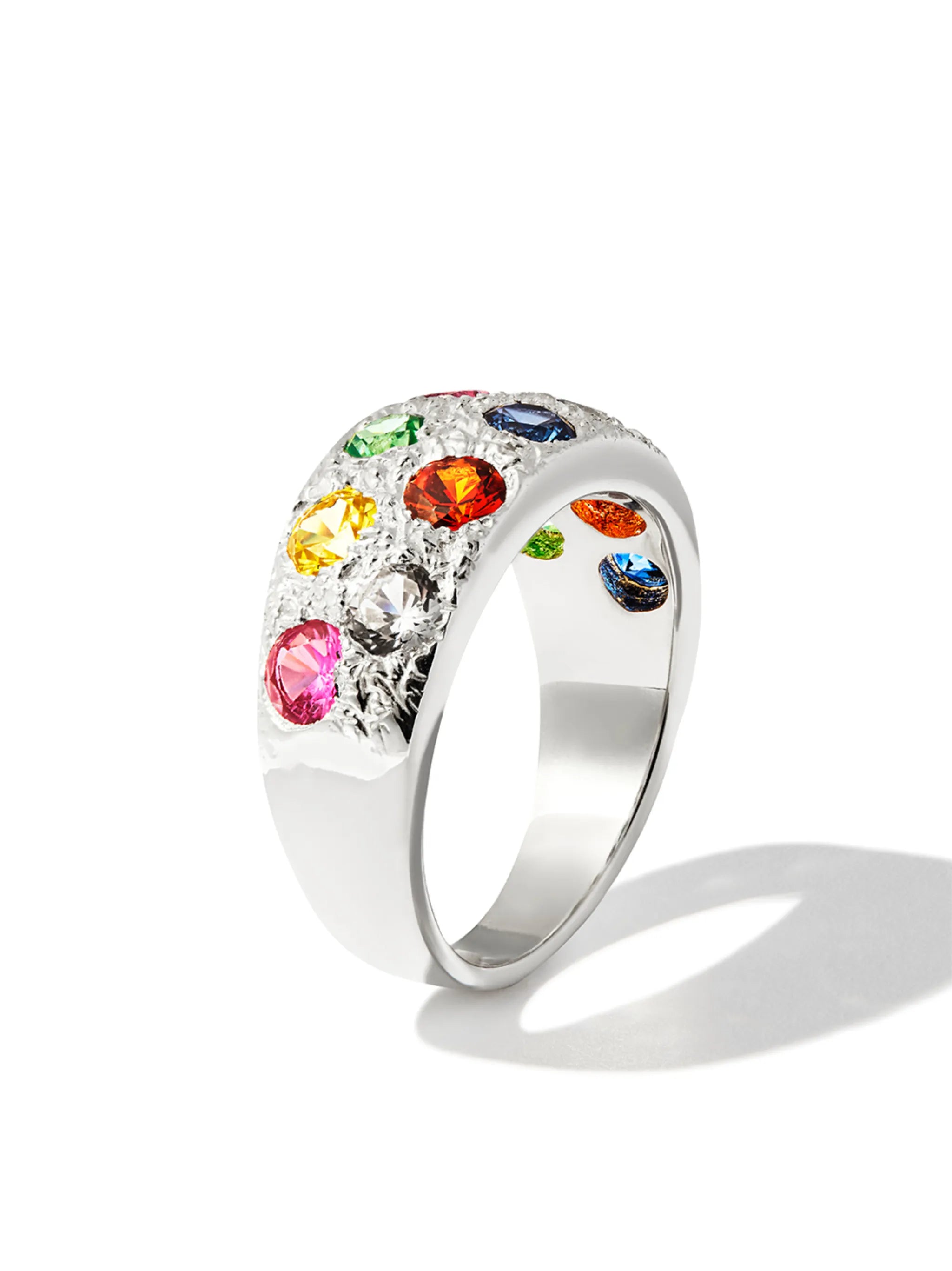 sterling silver Riviera sapphire ring