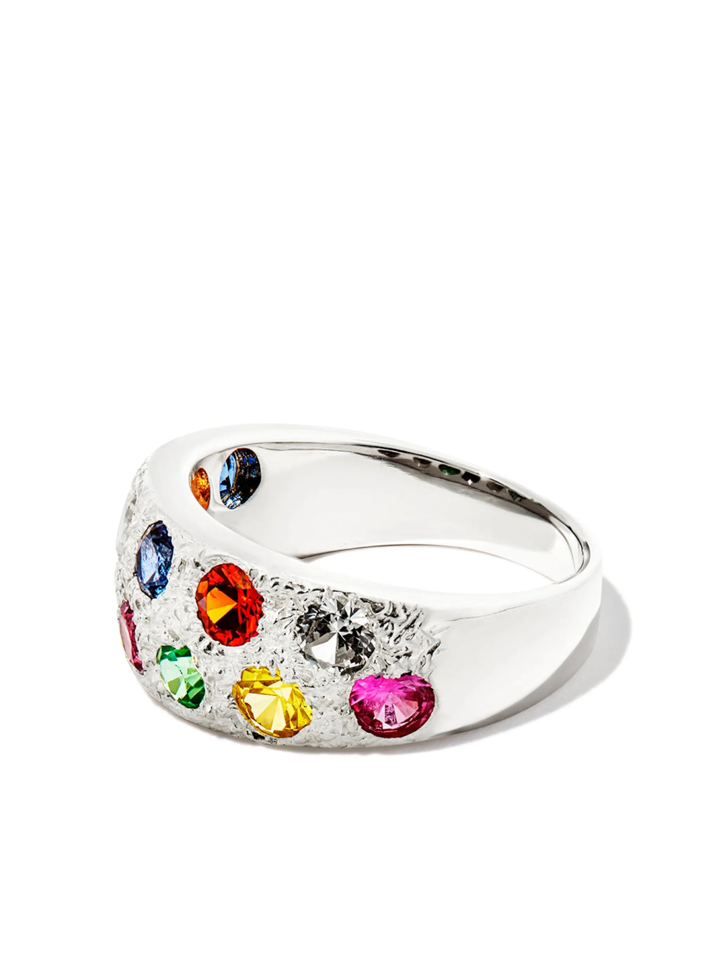 sterling silver Riviera sapphire ring