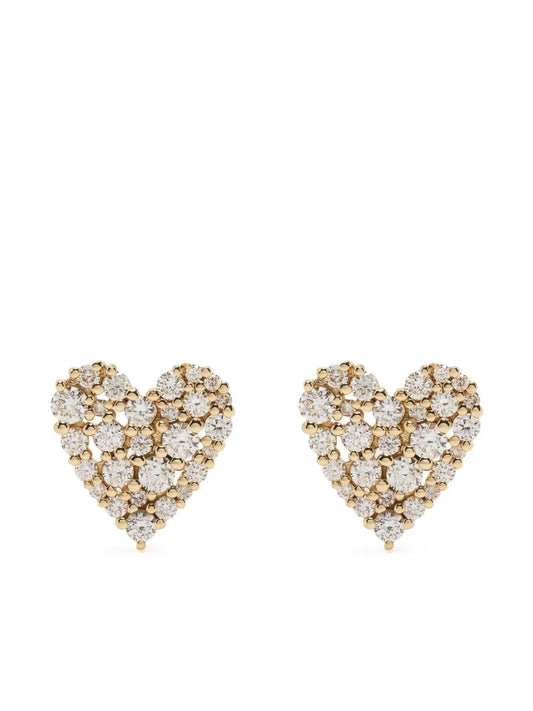 14kt yellow Cocktail Heart diamond earring